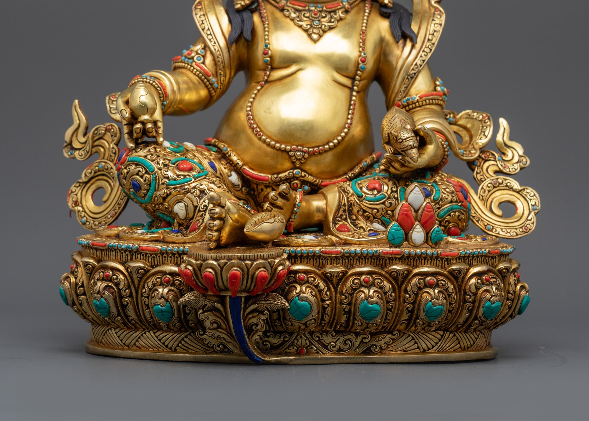 Premium Yellow Dzambhala Sculpture | Handcrafted Spiritual Wealth God