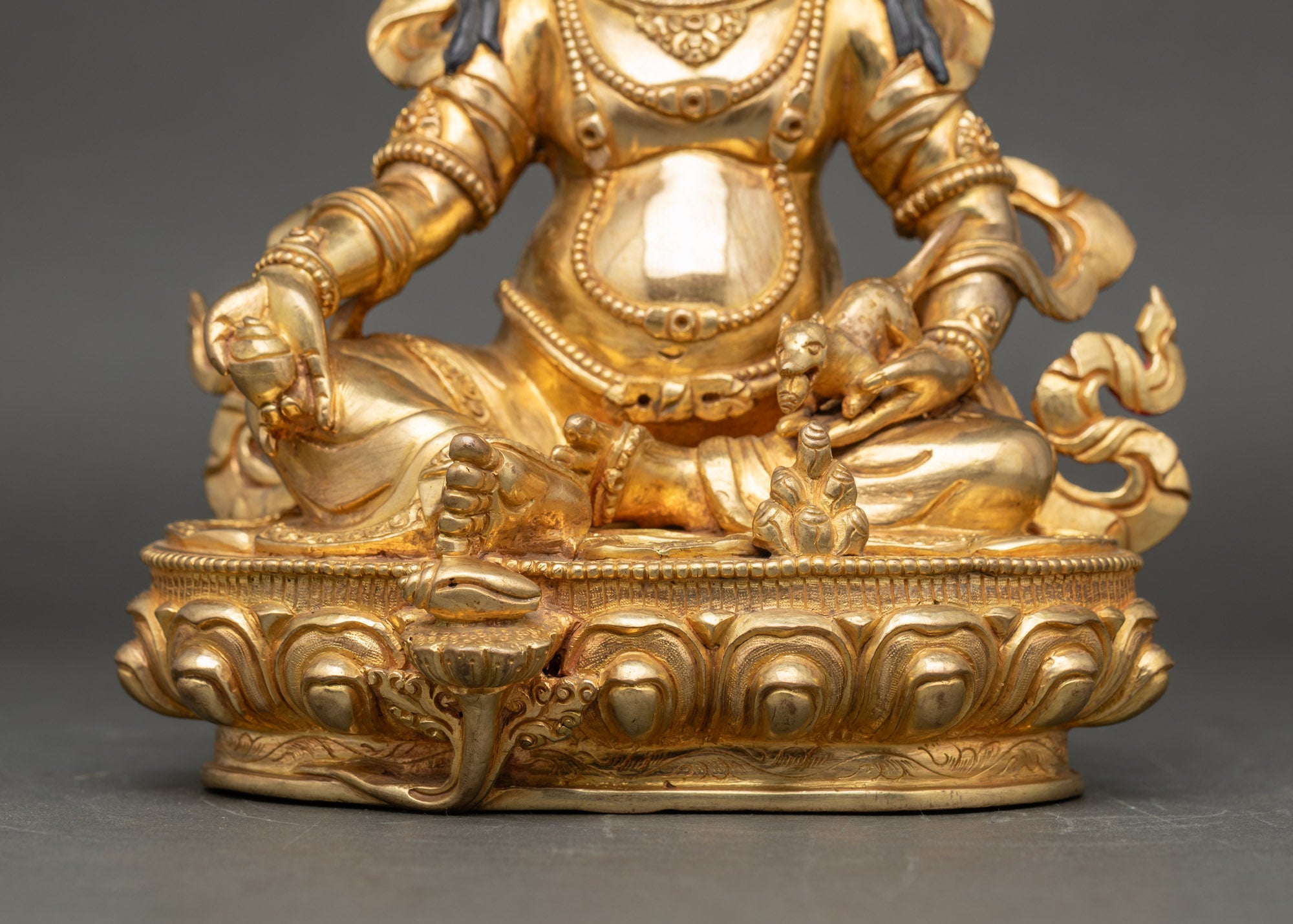 Yellow Dzambhala Statue- Handcrafted Copper Buddhist Artwork