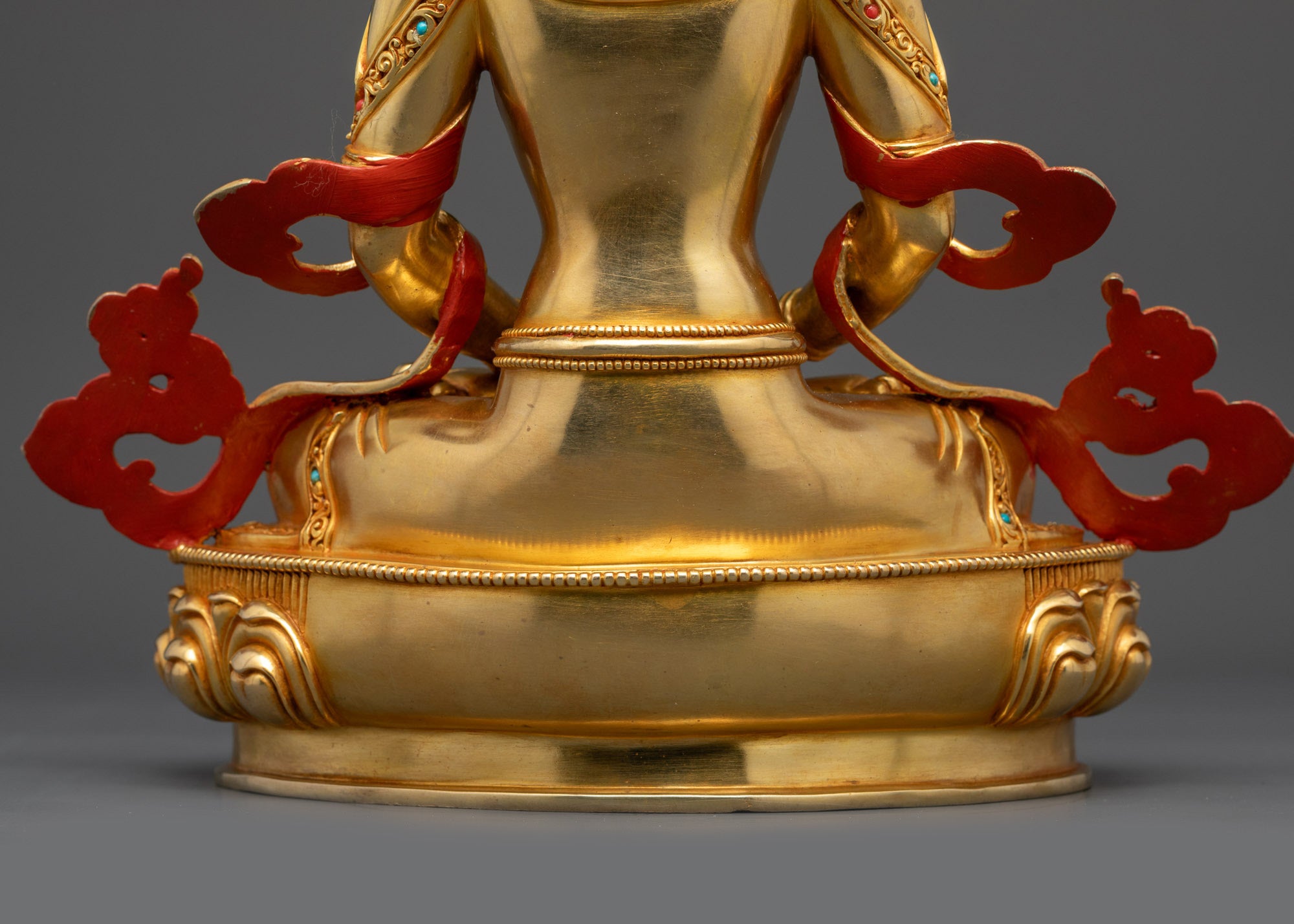 Golden Amitayus Buddha Sculpture | Nepalese Buddhist Statue for Vitality
