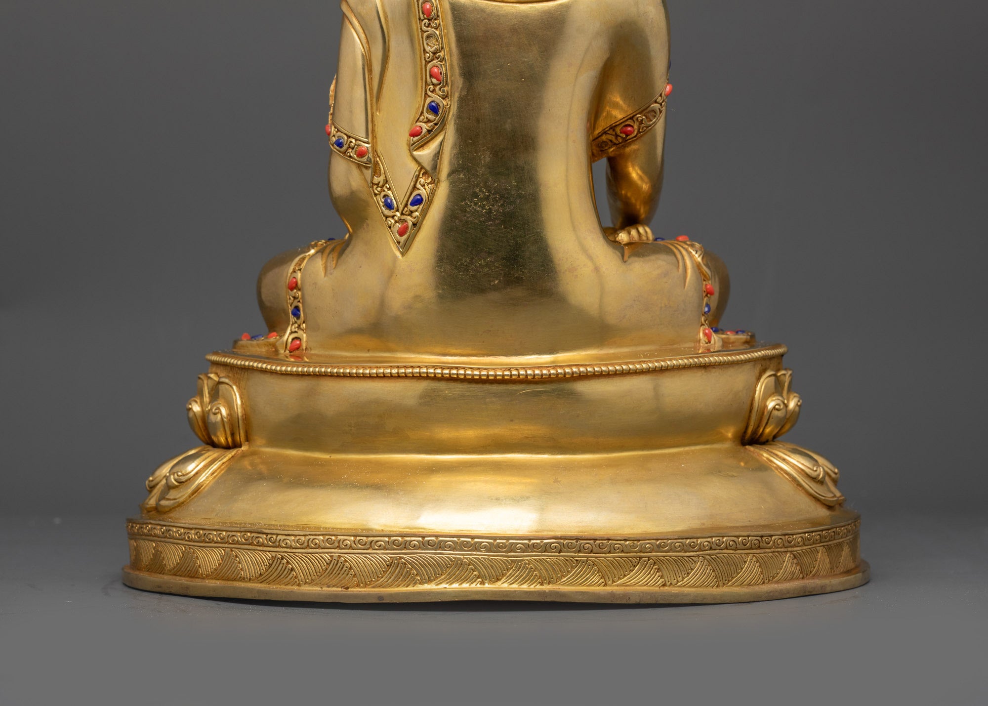 24K Gold Gilded Shakyamuni Buddha Sculpture | Traditional Nepalese Art
