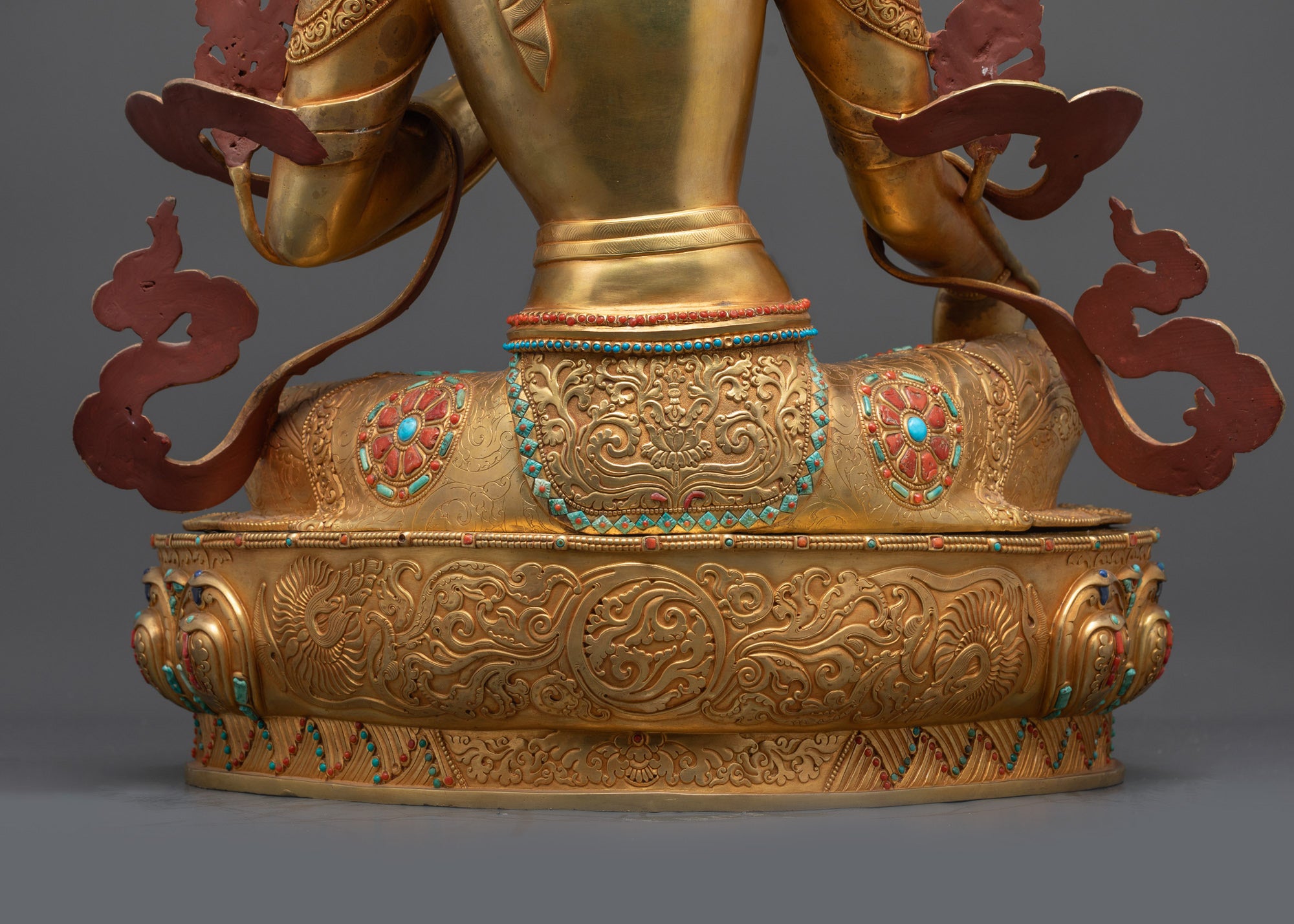 24K Gold-Gilded Green Tara Statue | Traditional Nepalese Buddhist Art