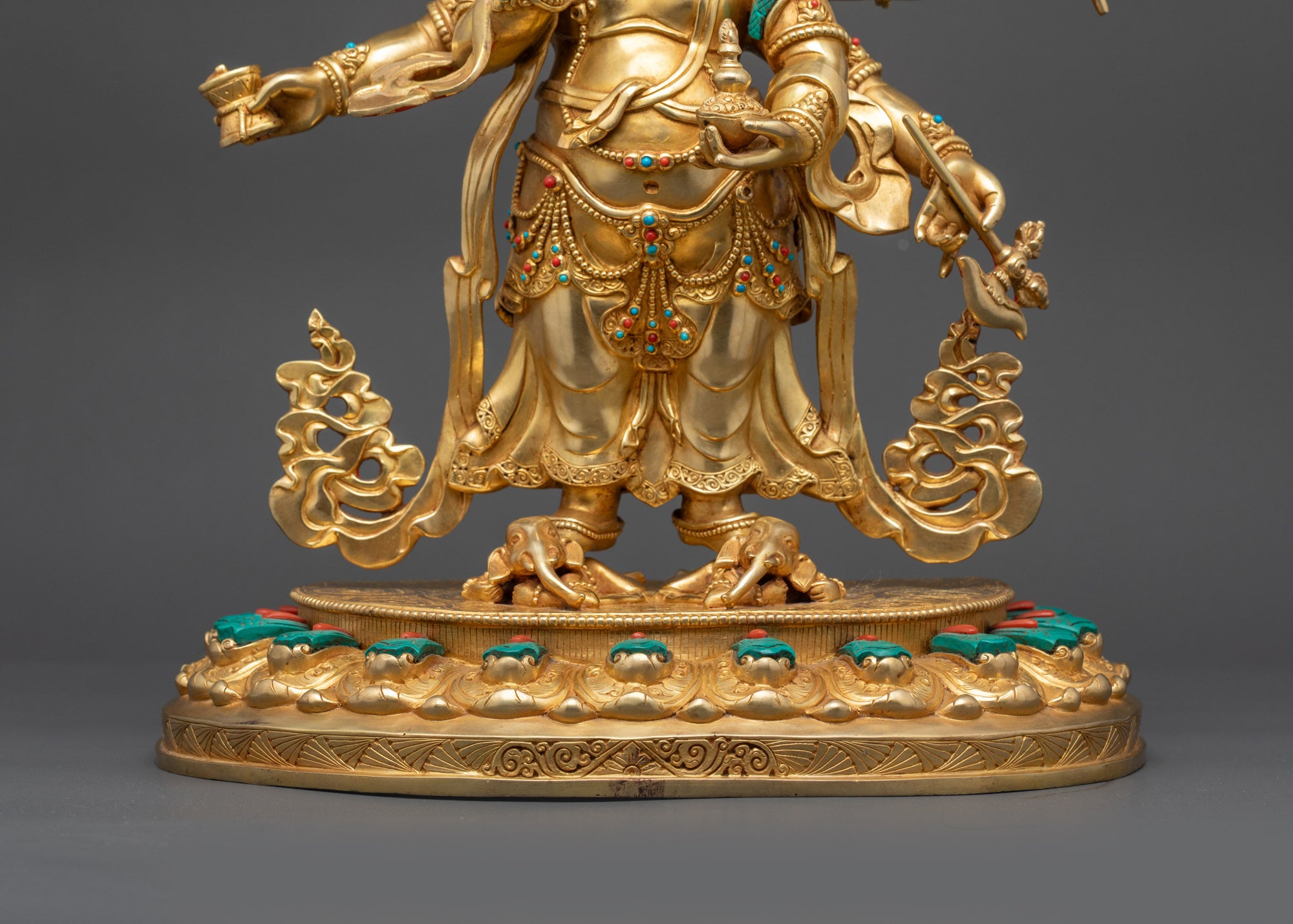 Wrathful White Six-Armed Mahakala Sculpture | Buddhist Guardian Statue