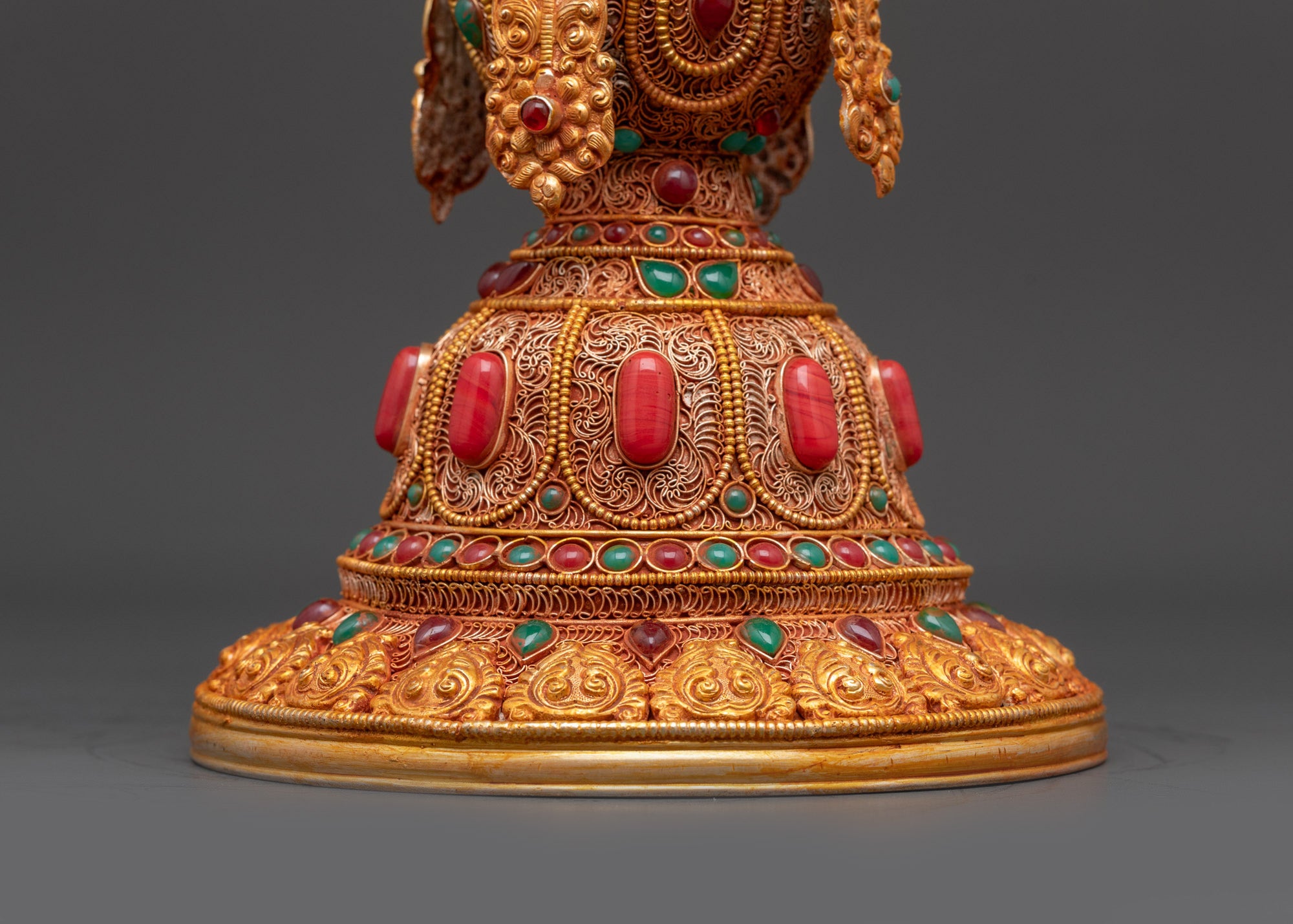 Copper Butter Lamp with Kalash Base | Himalayan Ritual Item Artwork