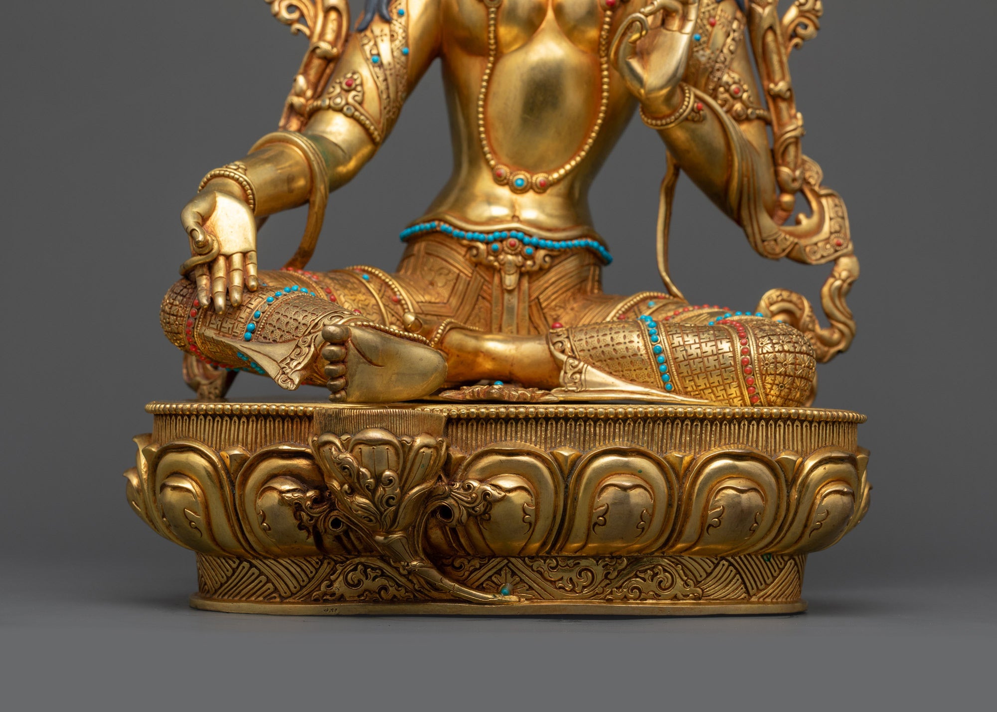 24K Gold Fire-Gilded Green Tara Statue | Meditation and Altar Decor