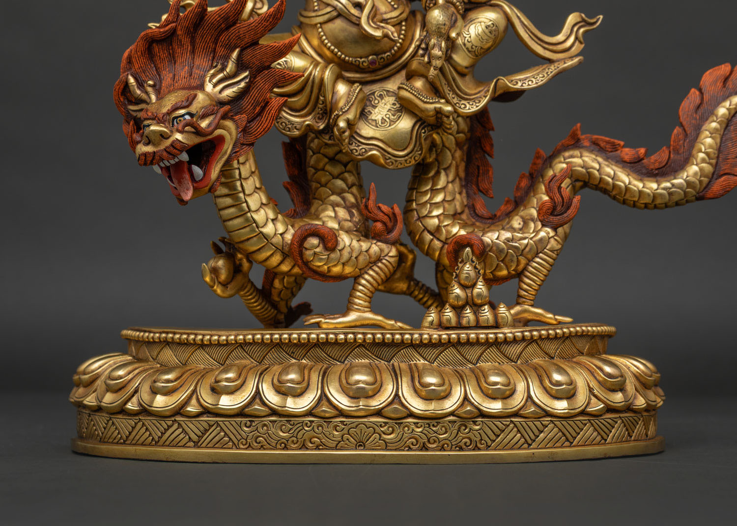 White Dzambhala Statue | Traditional Gold Fire-Gilded Buddhist Art