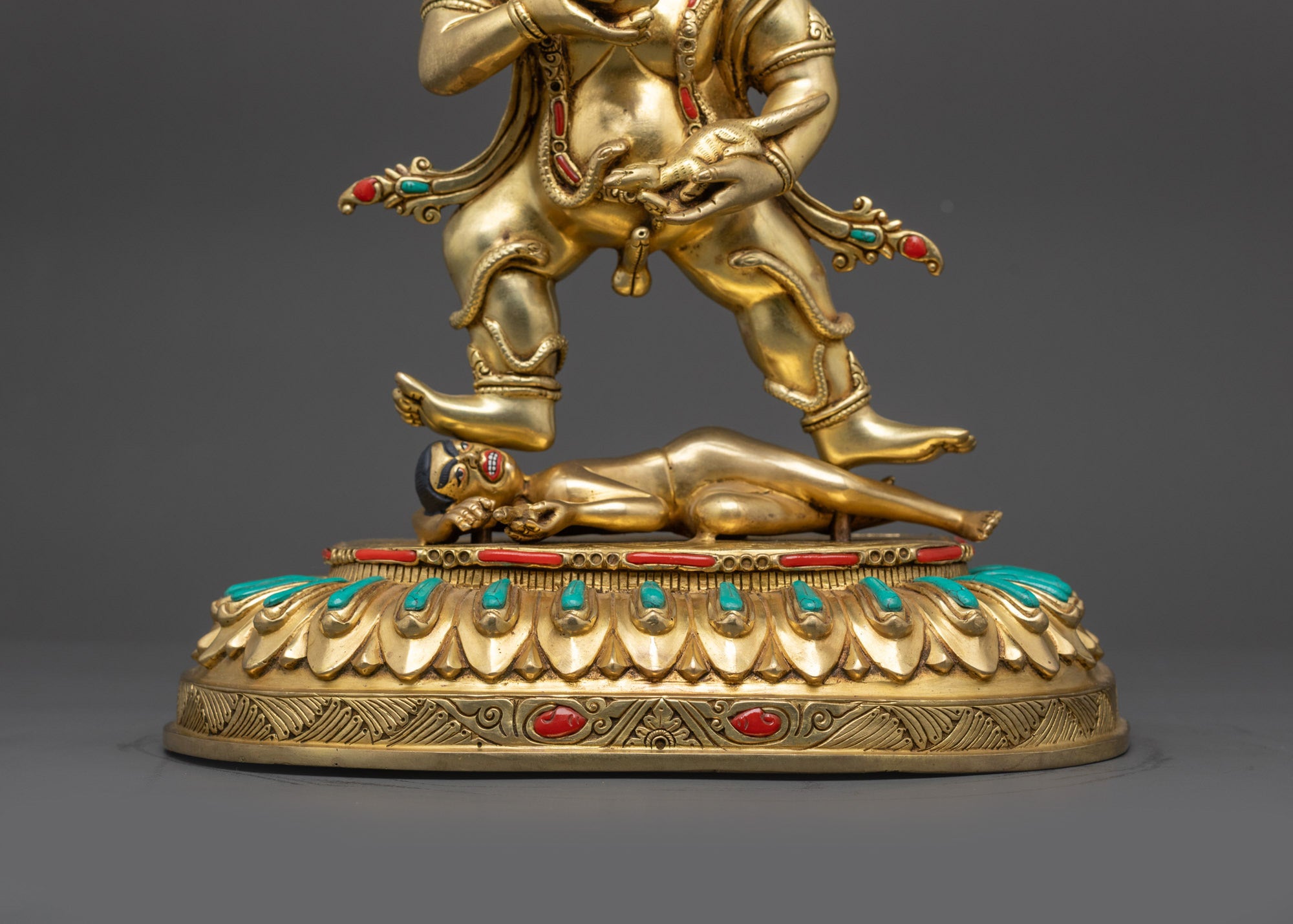 Exquisite 24K Gold-Gilded Black Dzambhala Statue | Deity of Wealth