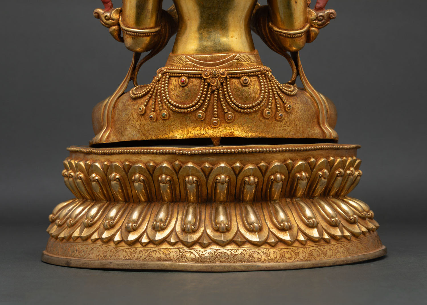 Buddhist Manjushri Statue | Fully Gold Fire-Gilded Copper Sculpture