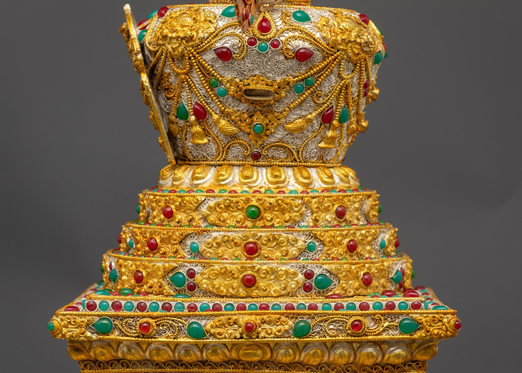 Religious Tibetan Golden Stupa | Handcrafted Buddhist Monument