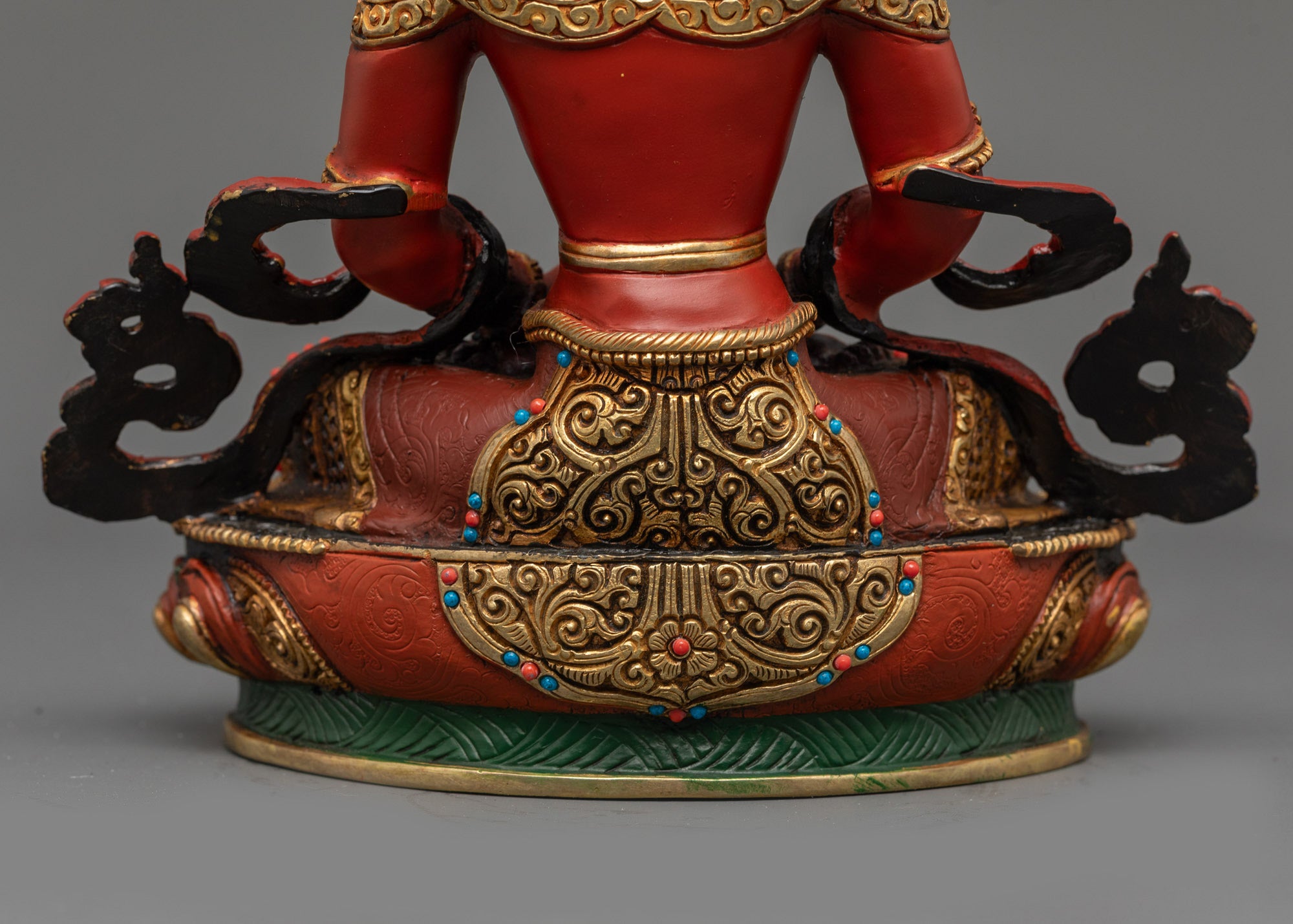 Red Hued Amitayus Statue | Handmade Nepalese Buddha for Altar