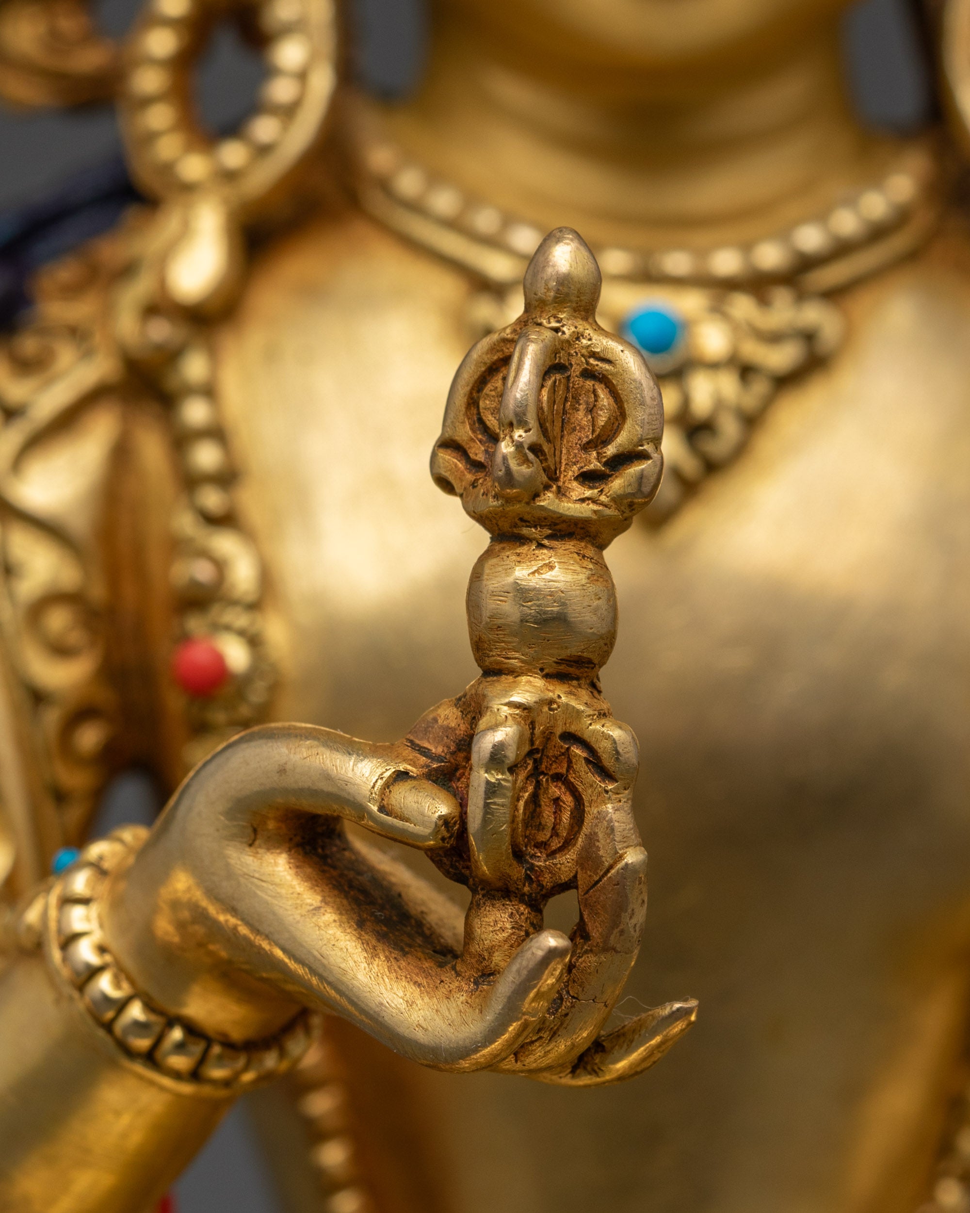Handmade Dorje Sempa Statue | Gold-Fire Gilded Buddhist Altar Artwork