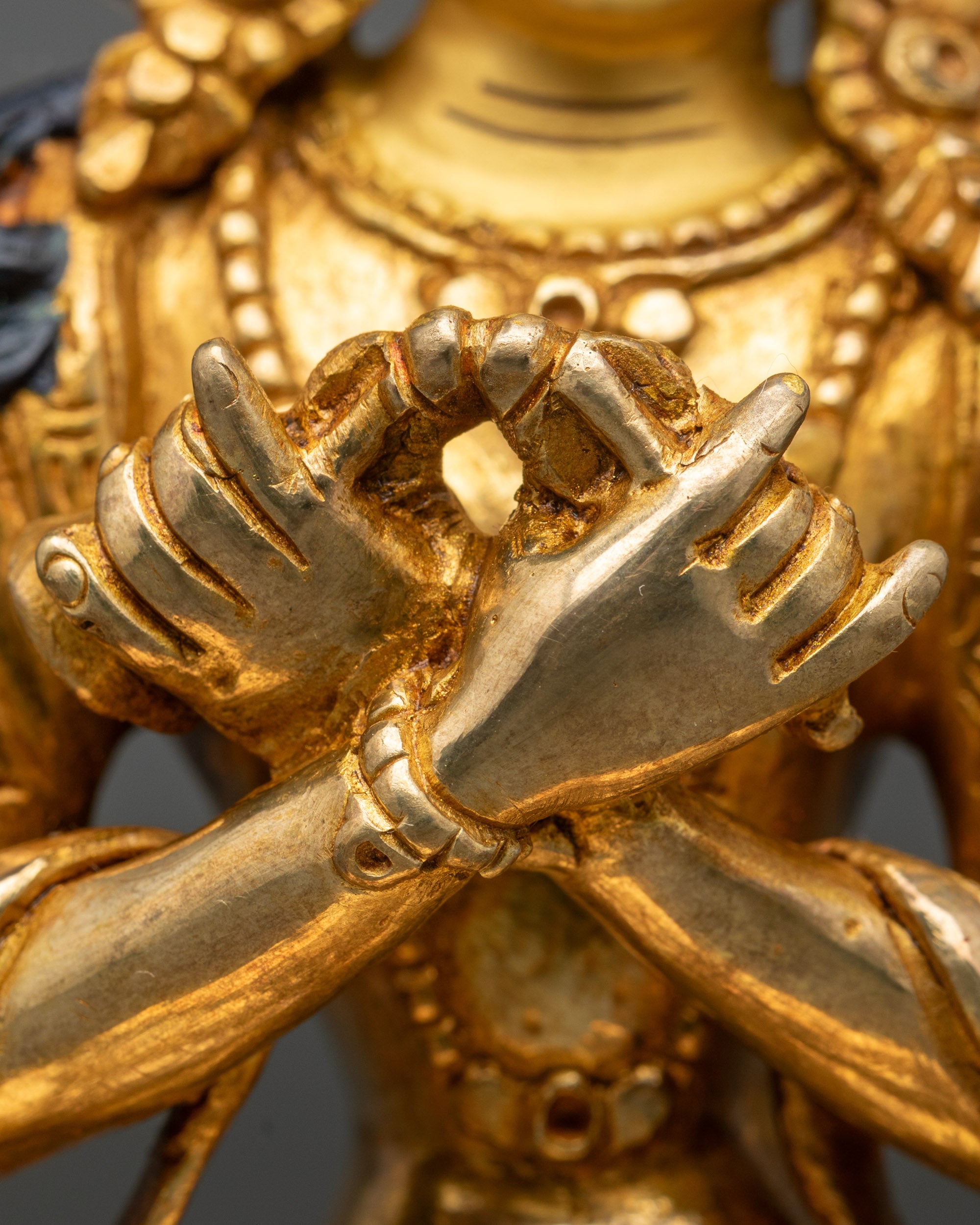 Vajradhara Sacred Deity Statue | Handcrafted Copper & Gold Finish