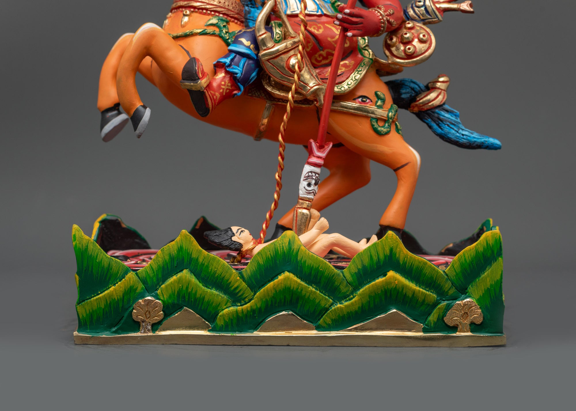Colored Tsengo Rolpa Chudan Statue | Himalayan Protector Sculpture