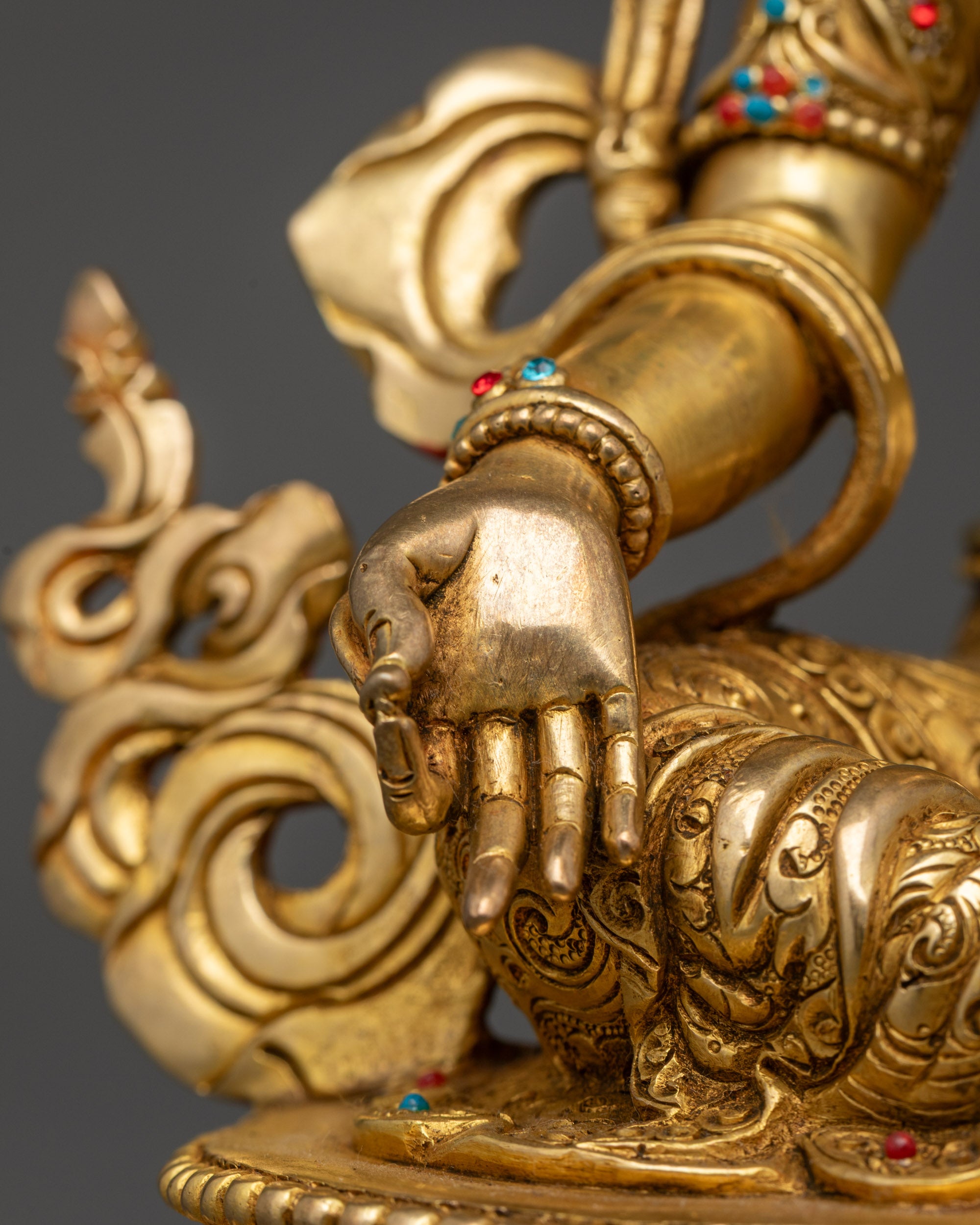 Compassionate Green Tara Statue | Buddhist Sculpture for Altar Decor