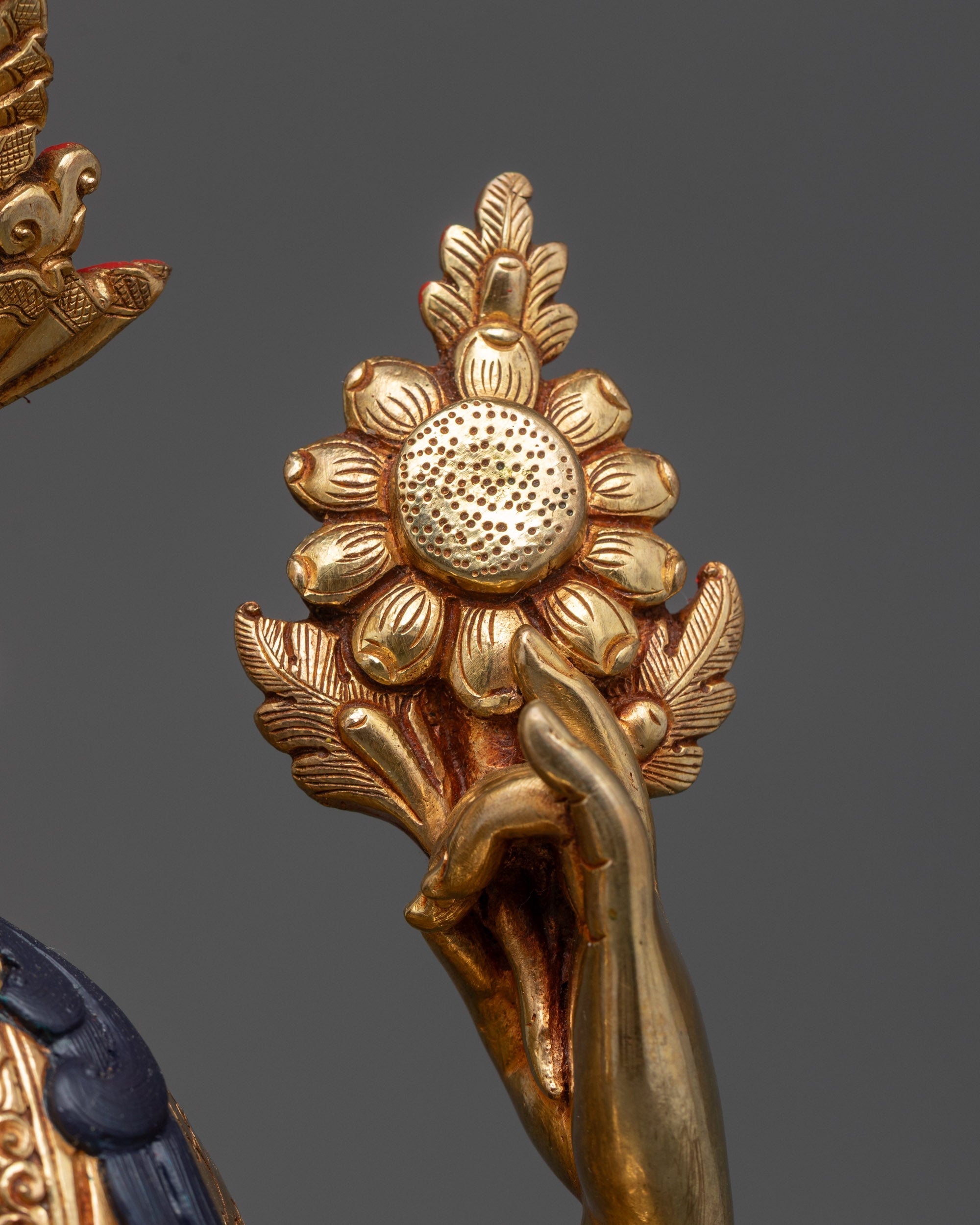 Avalokiteshvara Meditation Statue | 24K Fire Gold-Gilded Sacred Artwork