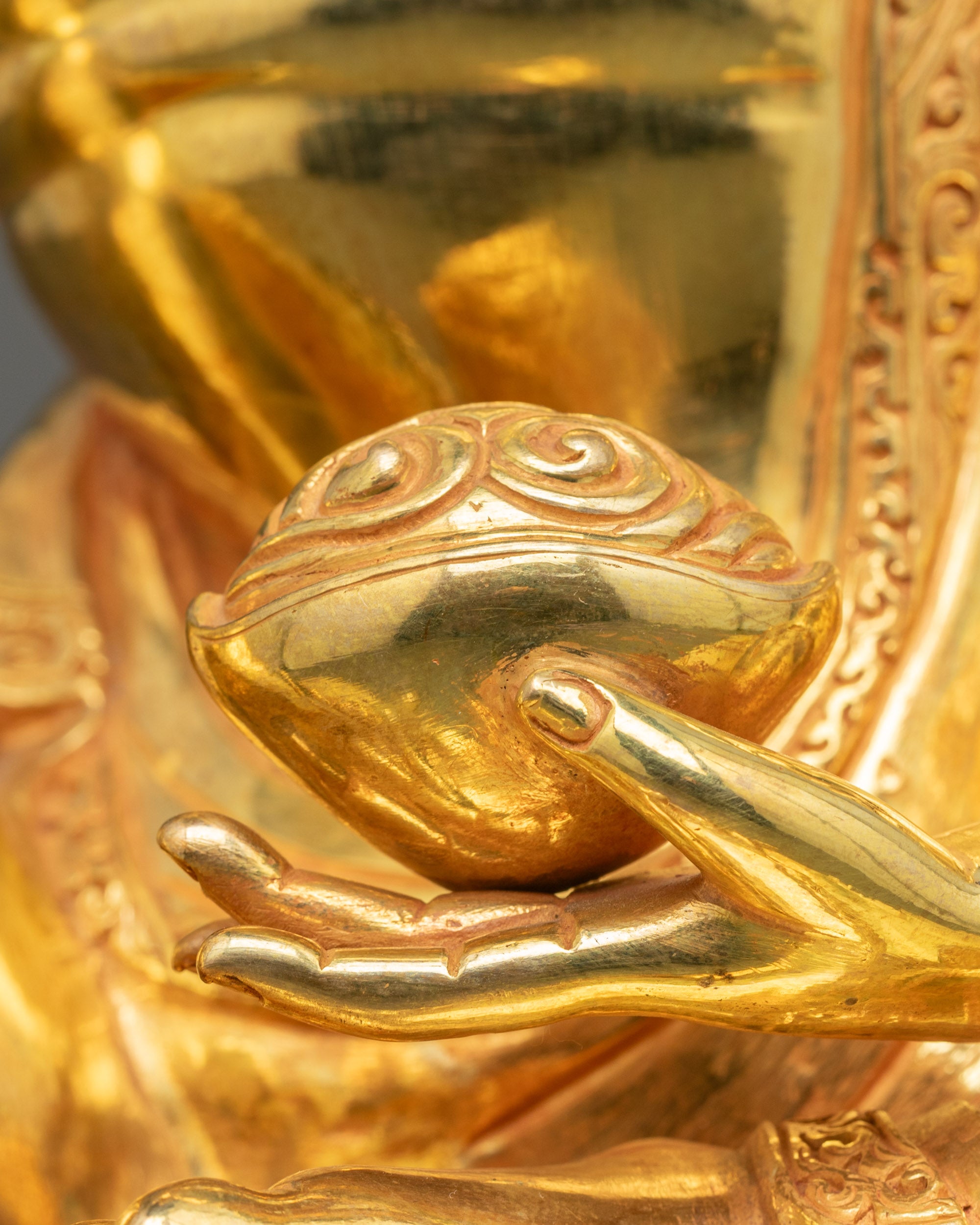 Handmade 24K Gold-gilded Milarepa Statue for Meditation