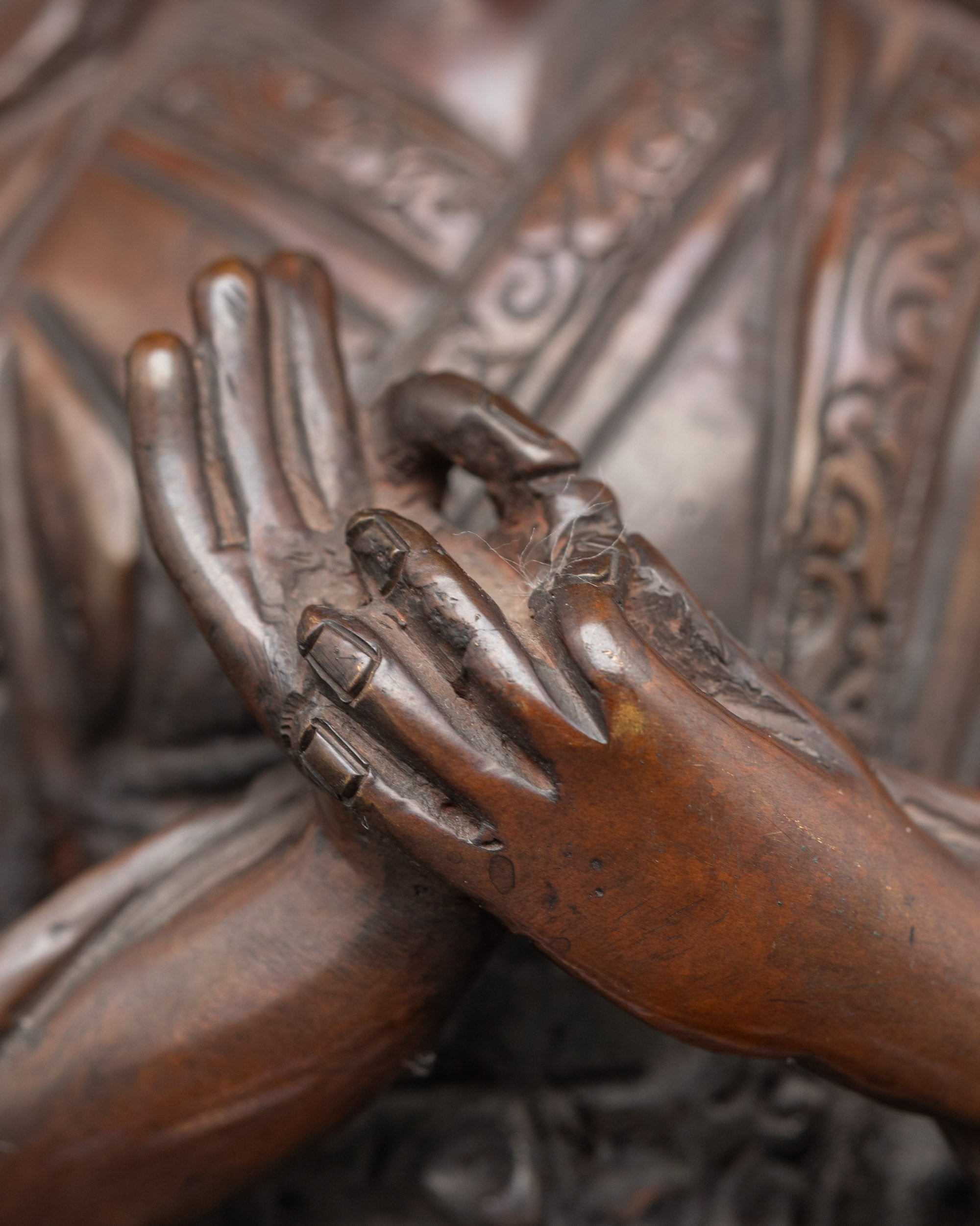 Sacred Je Tsongkhapa Statue | Oxidized Copper Buddhist Guru from Nepal