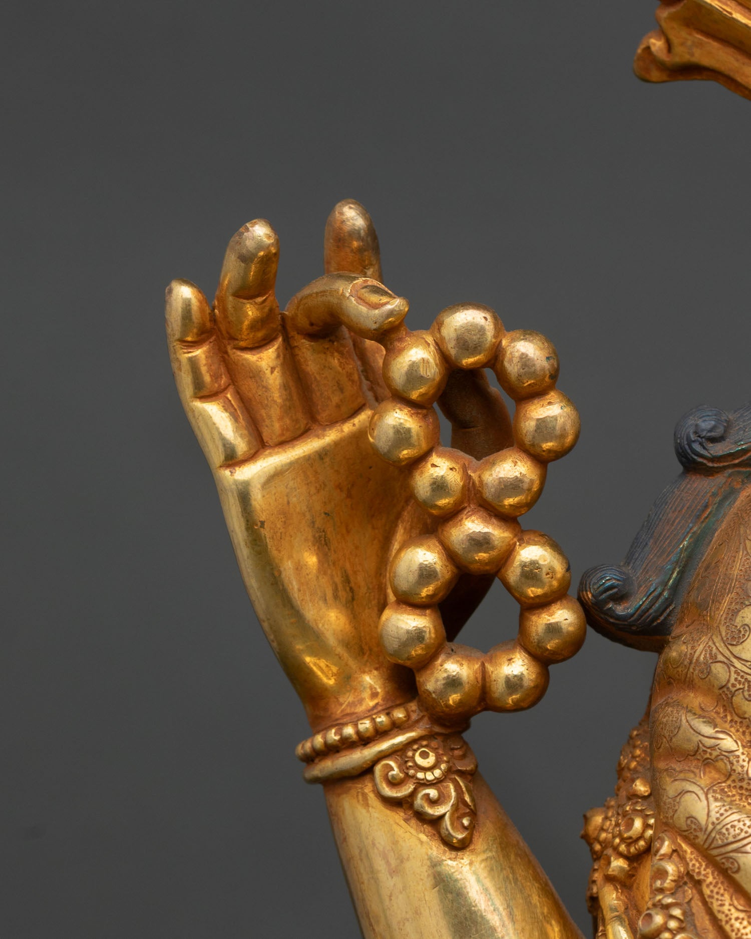 Tibetan Chenrezig Statue | 24K Gold Fire-Gilded Bodhisattva Sculpture