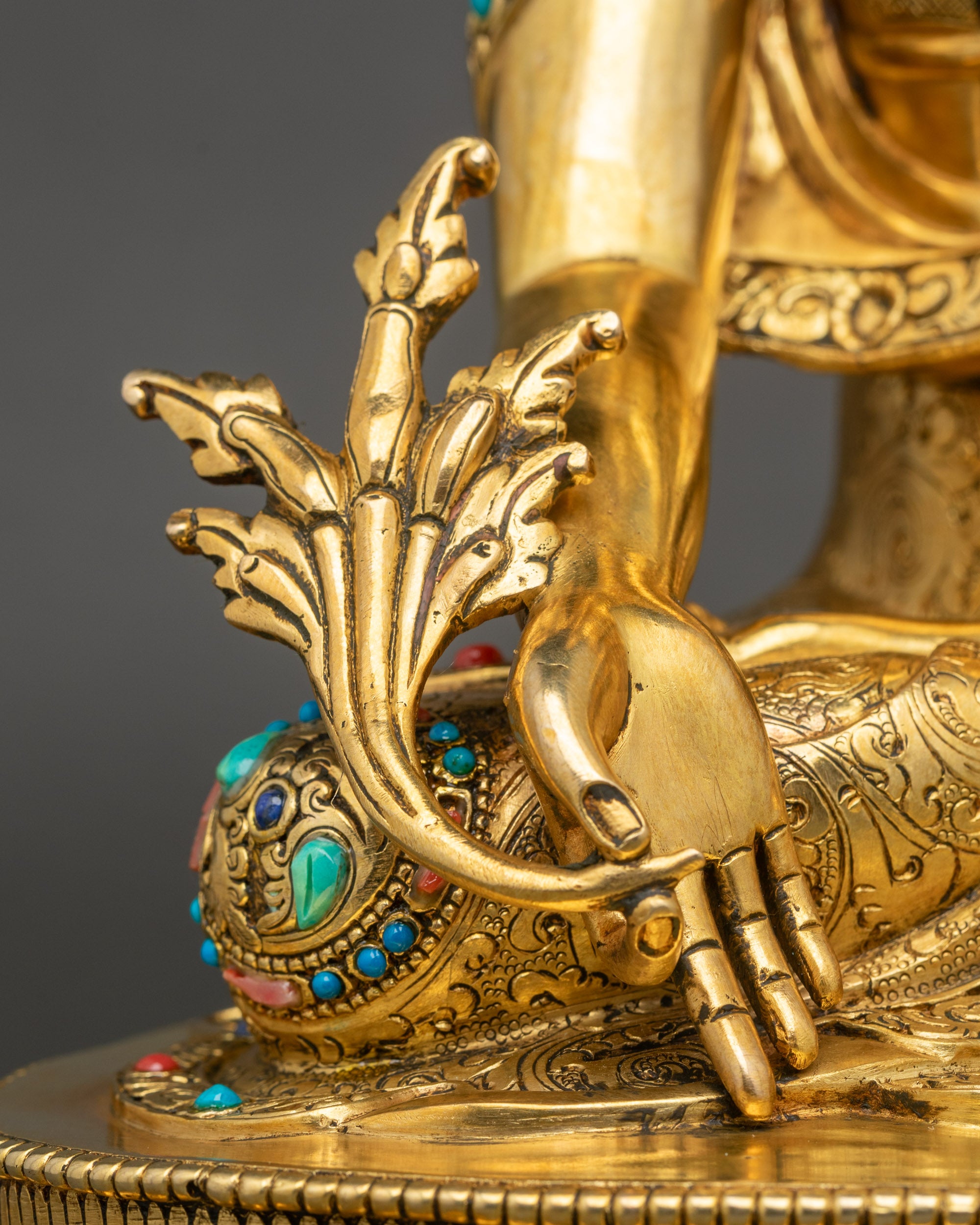 Medicine Buddha Statue | Handcrafted 24K Gold Fire-Gilded Art
