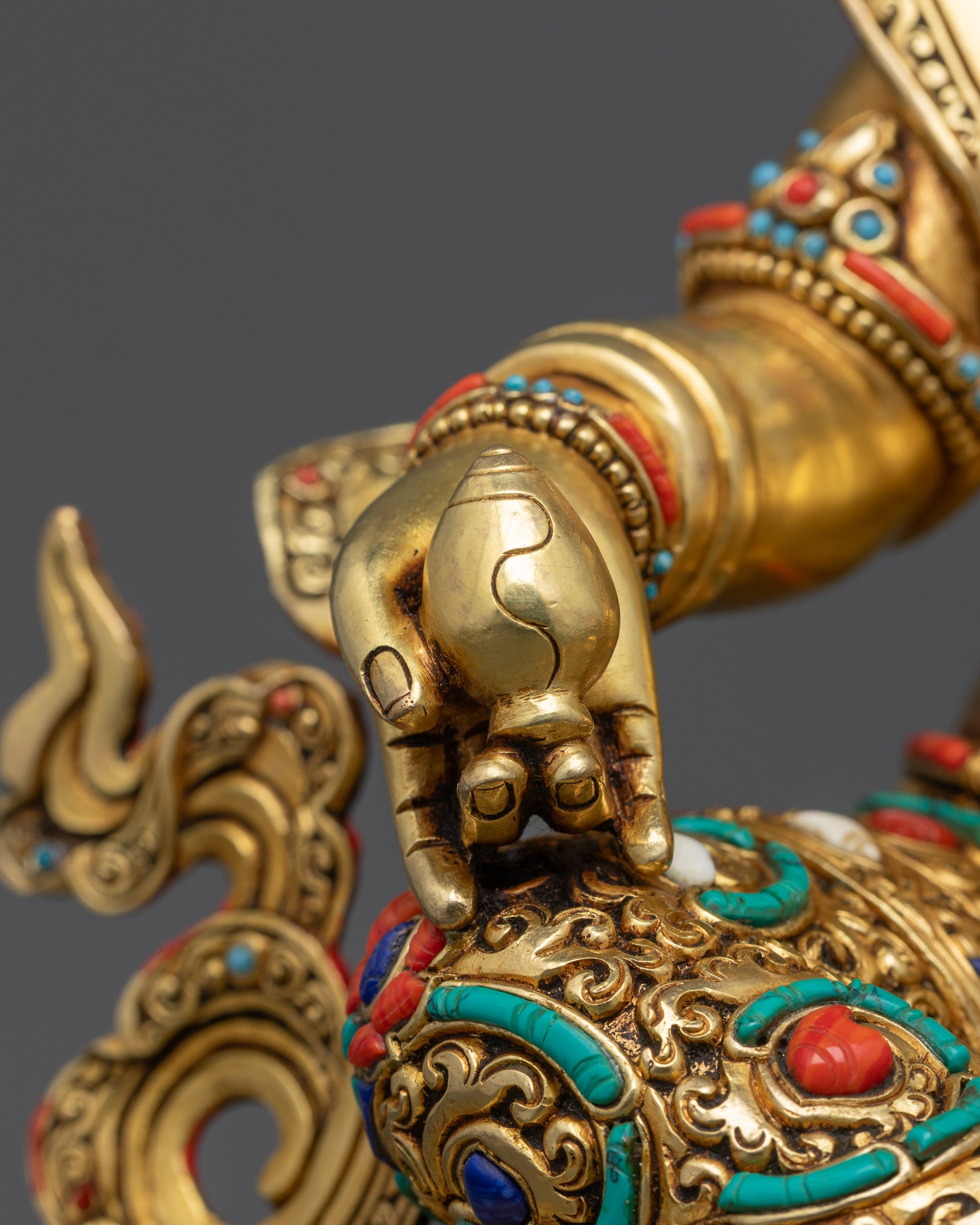 Premium Yellow Dzambhala Sculpture | Handcrafted Spiritual Wealth God