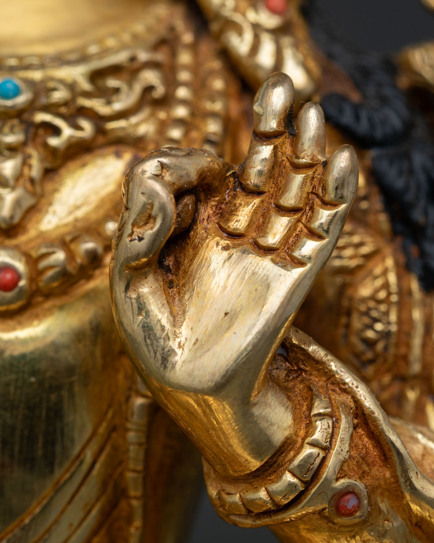 Manjushri Statue in Gold Finish | Authentic Buddhist Art from Nepal