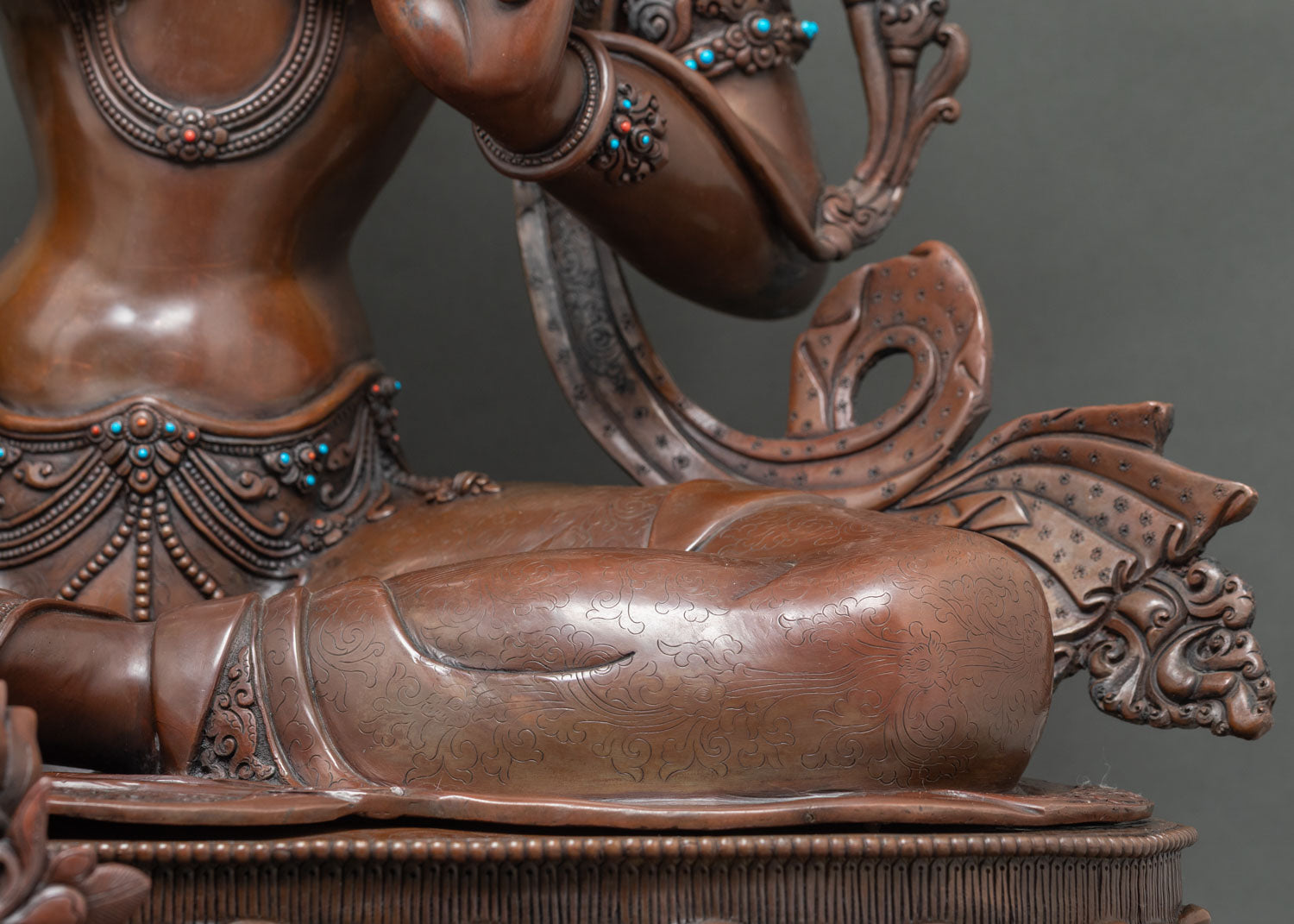 Grand Green Tara Statue | Oxidized Copper Buddhist Sculpture