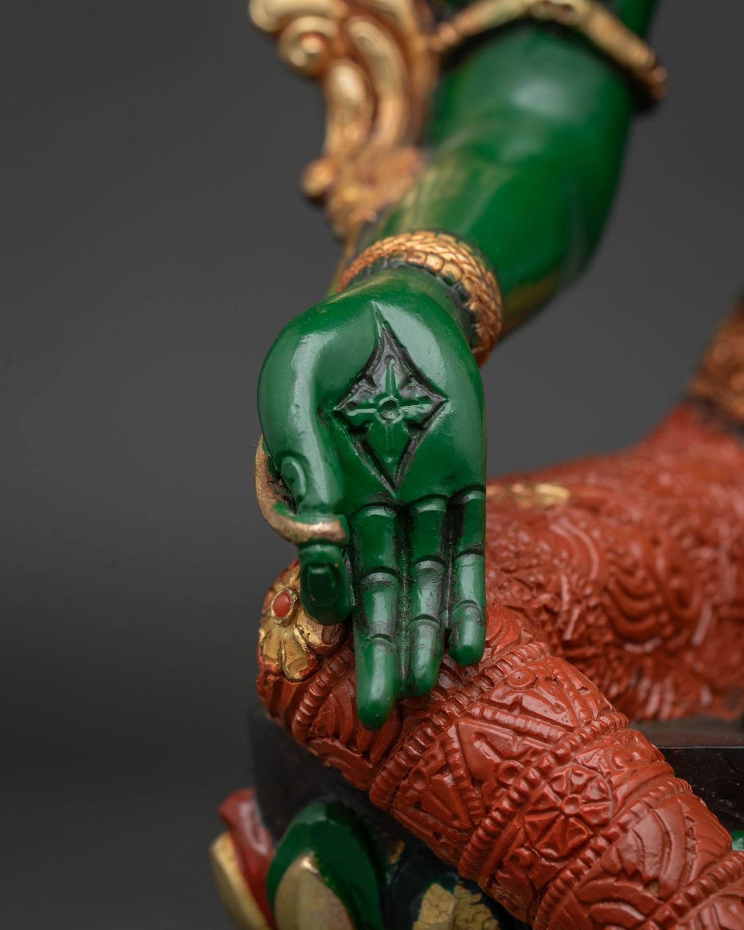 Goddess Green Tara Statue | Acrylic-Painted Compassion Deity Idol