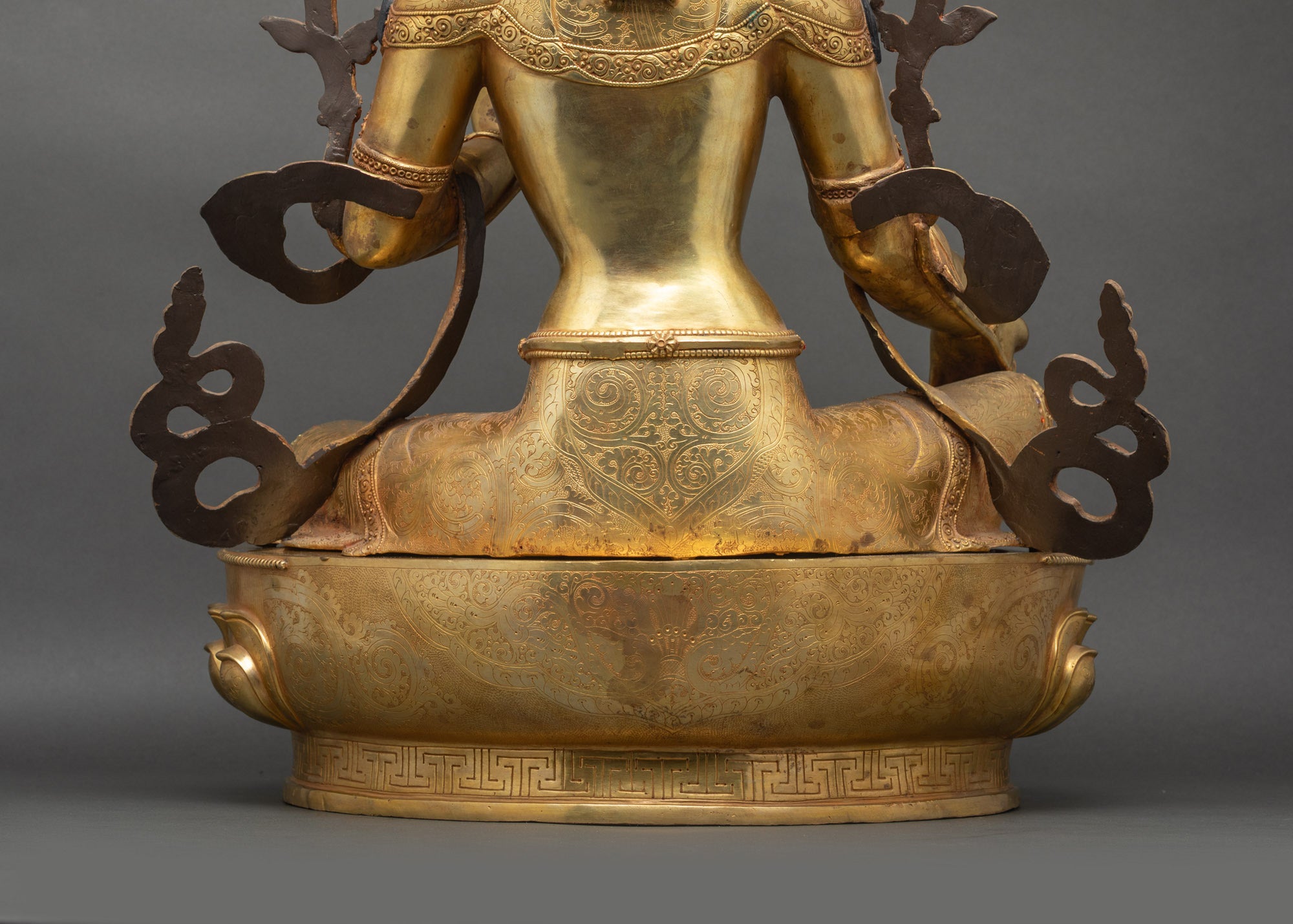 Compassionate Green Tara Sculpture | 24K Gold Fire-Gilded Copper Figurine