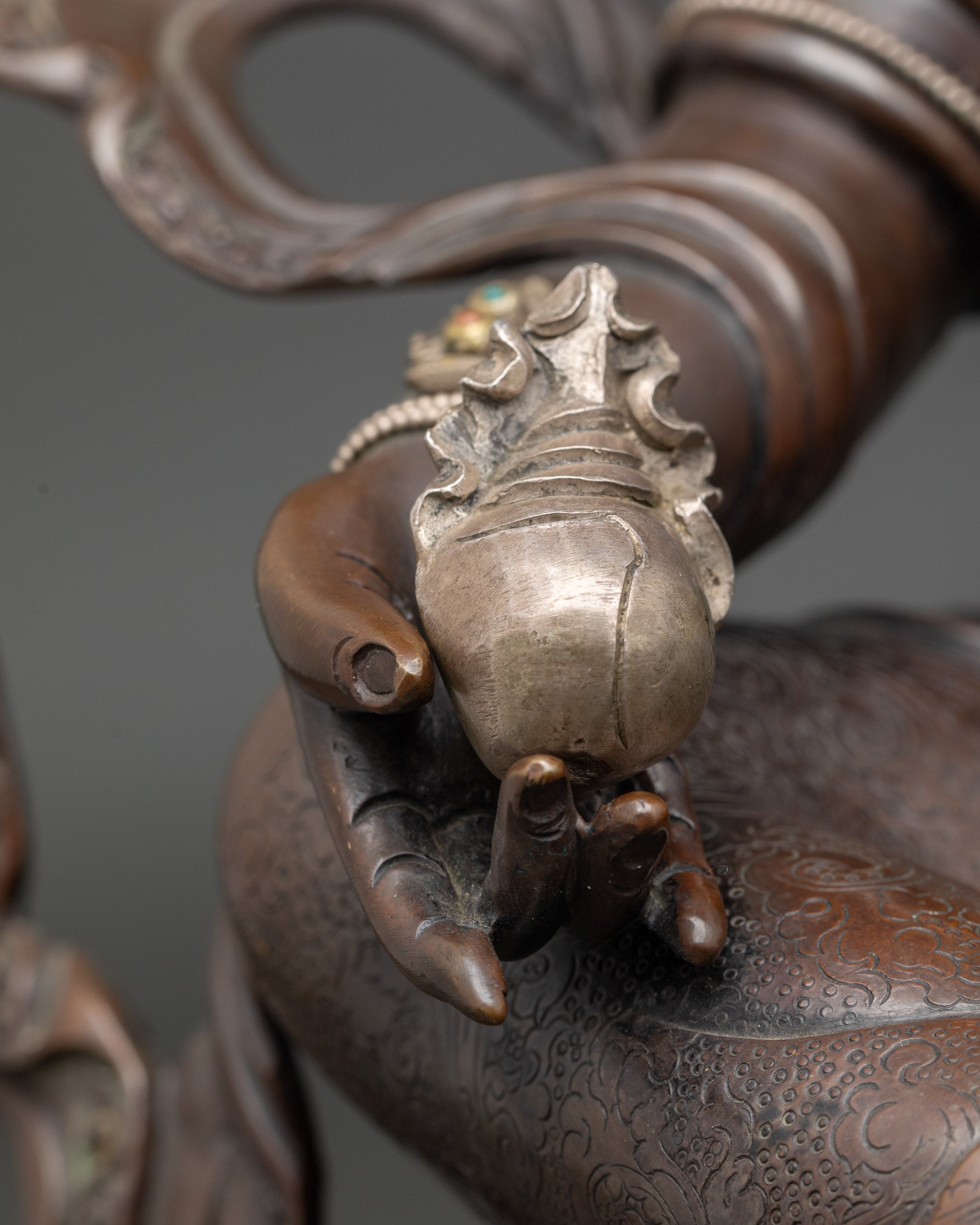 Chemically Oxidized Dzambhala Sculpture | Himalayan Buddhist Idol