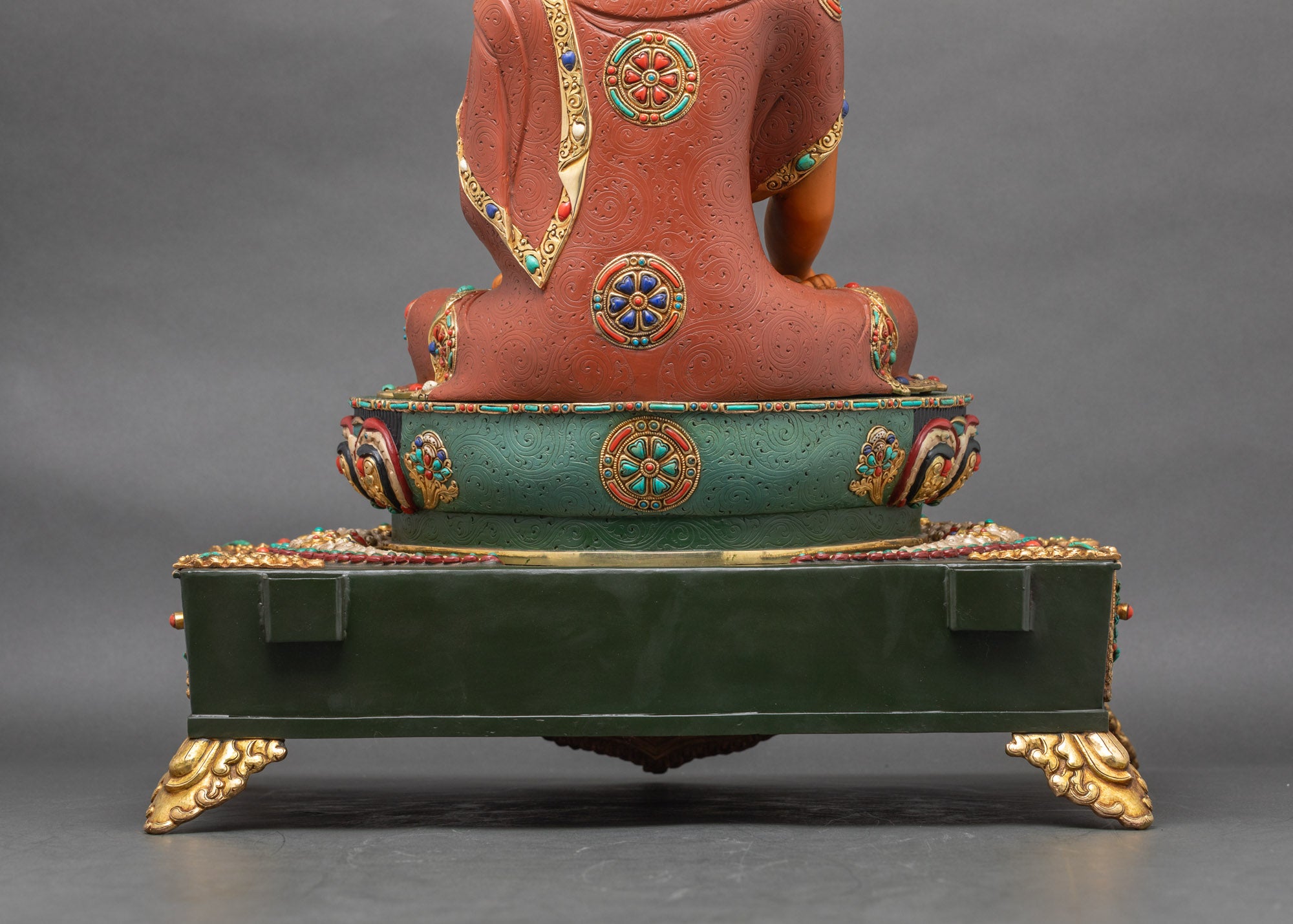 Buddha Statue with Hand-Painted Throne | Monumental Buddhist Sculpture