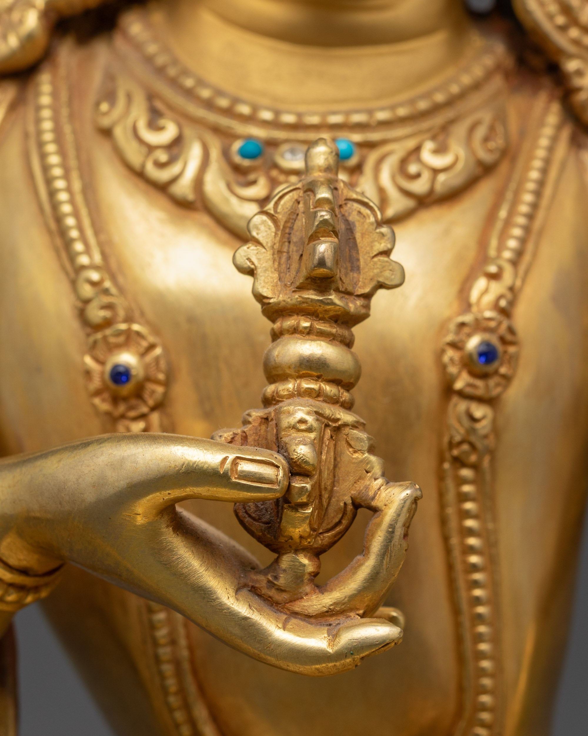 Gold-Gilded Vajrasattva Statue | Handcrafted Tibetan Buddhist Artwork