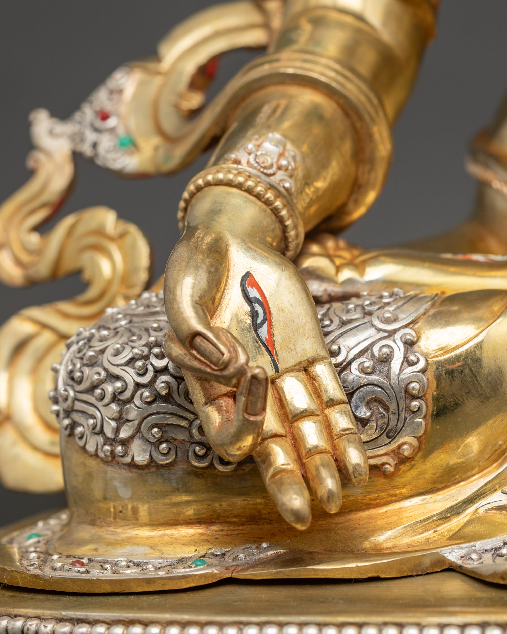 Nepalese White Tara Statue | 24K Gold Fire-Gilded Buddhist Artwork