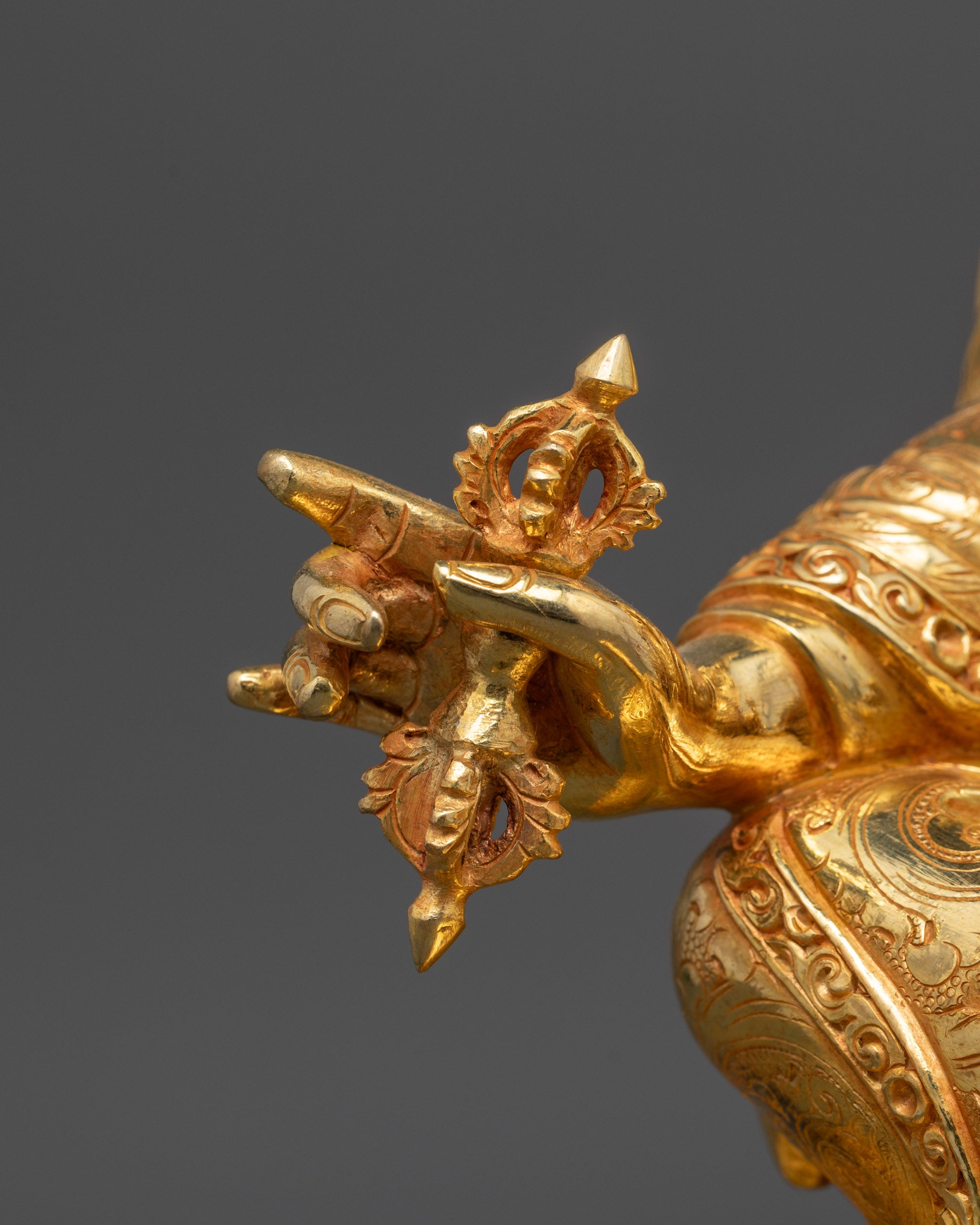 Sacred Padmasambhava Statue | 24K Gold-Gilded Himalayan Guru Artwork