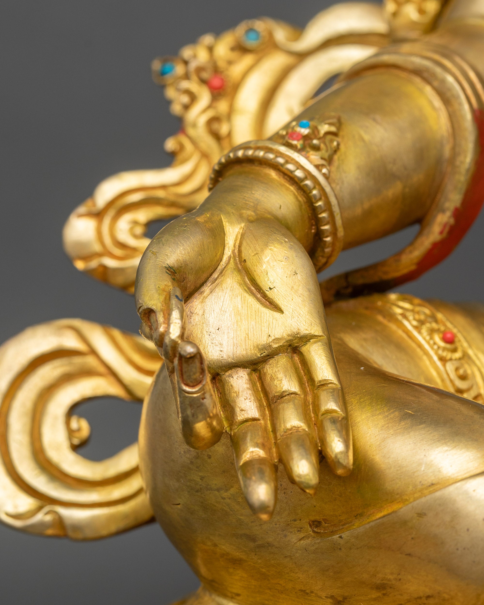 Green Tara Figurine | Lotus-Seated Goddess Sculpture from Nepal