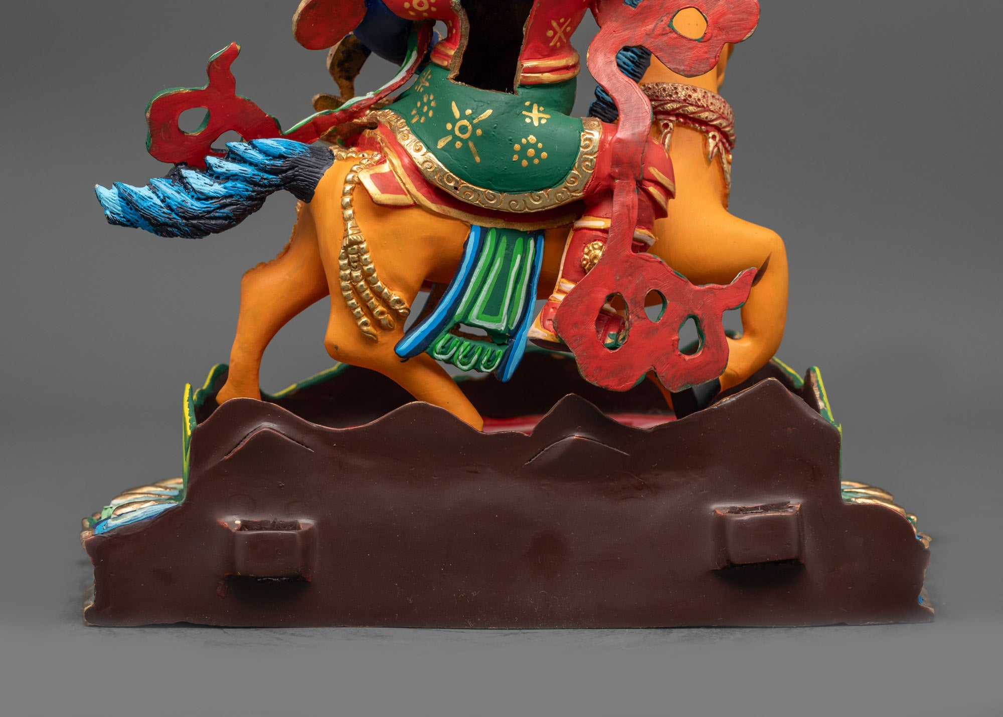 Intricately Carved King Gesar Statue | Copper and Acrylic Artwork