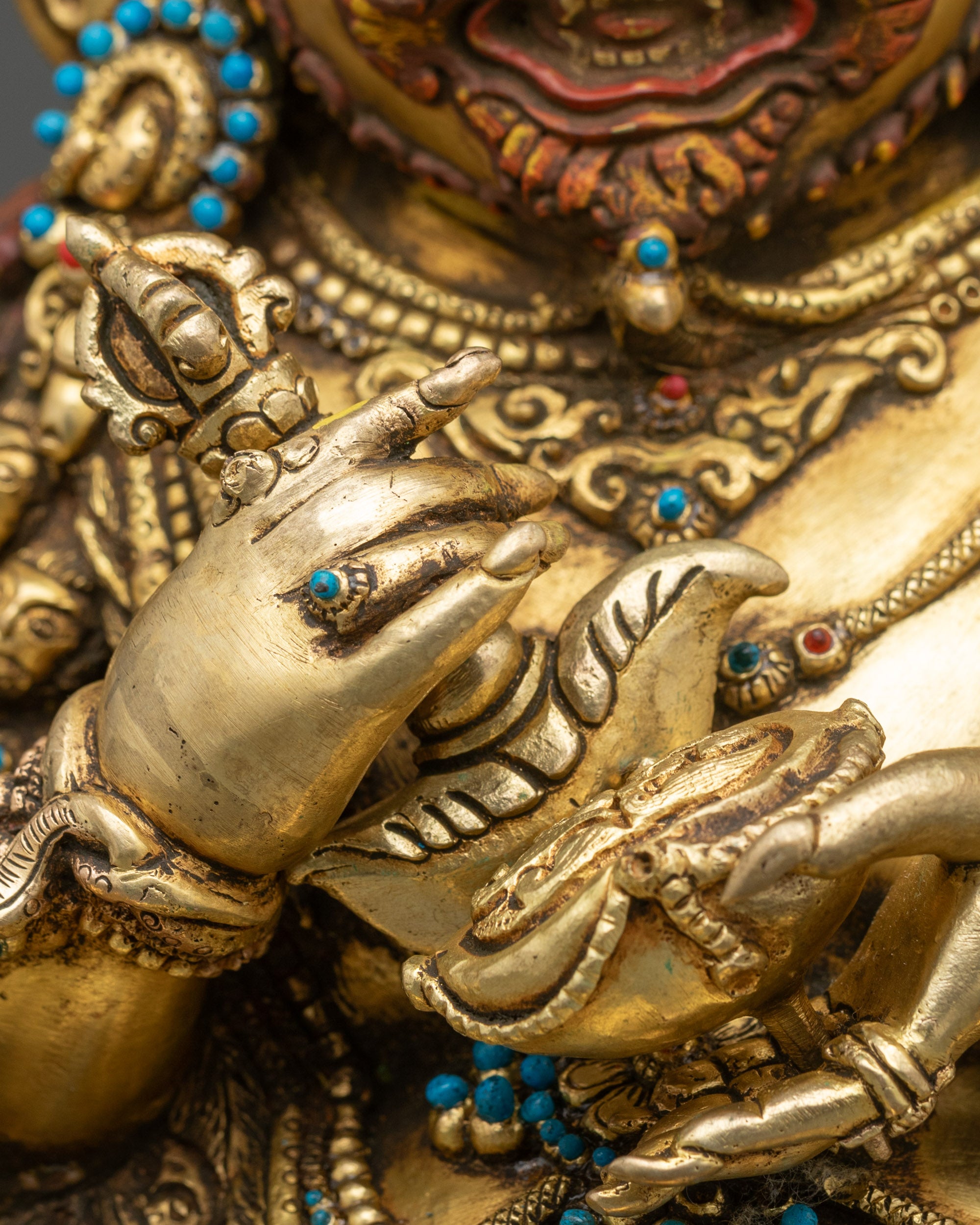 Four-Armed Mahakala Statue | Tibetan Protector Deity Sculpture