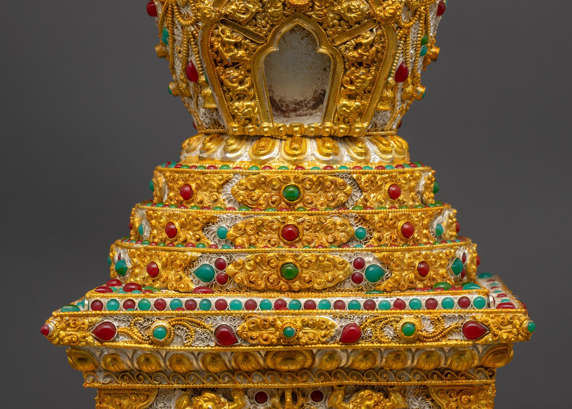 Religious Tibetan Golden Stupa | Handcrafted Buddhist Monument