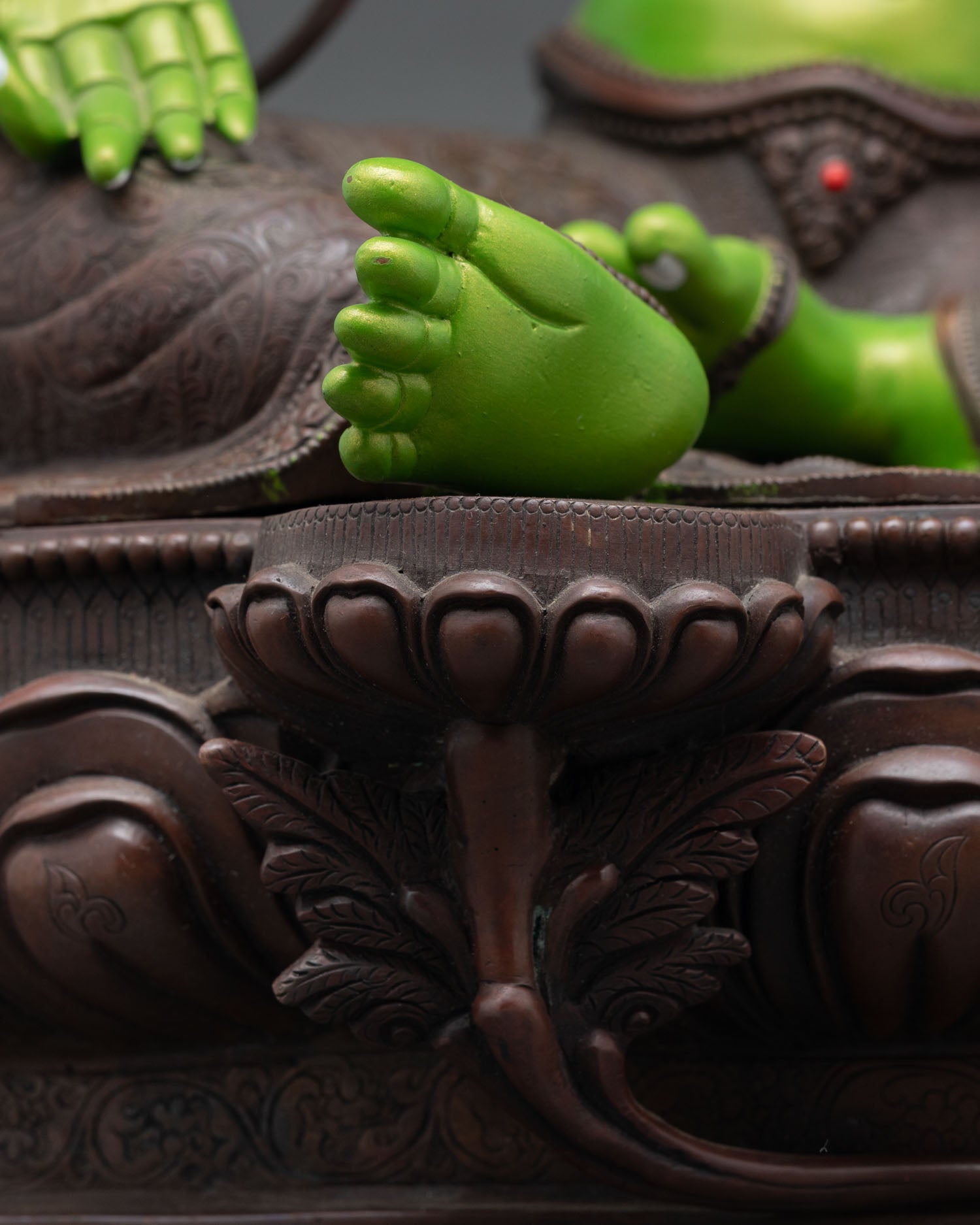Vibrant Green Tara Statue | Goddess of Compassion Figurine