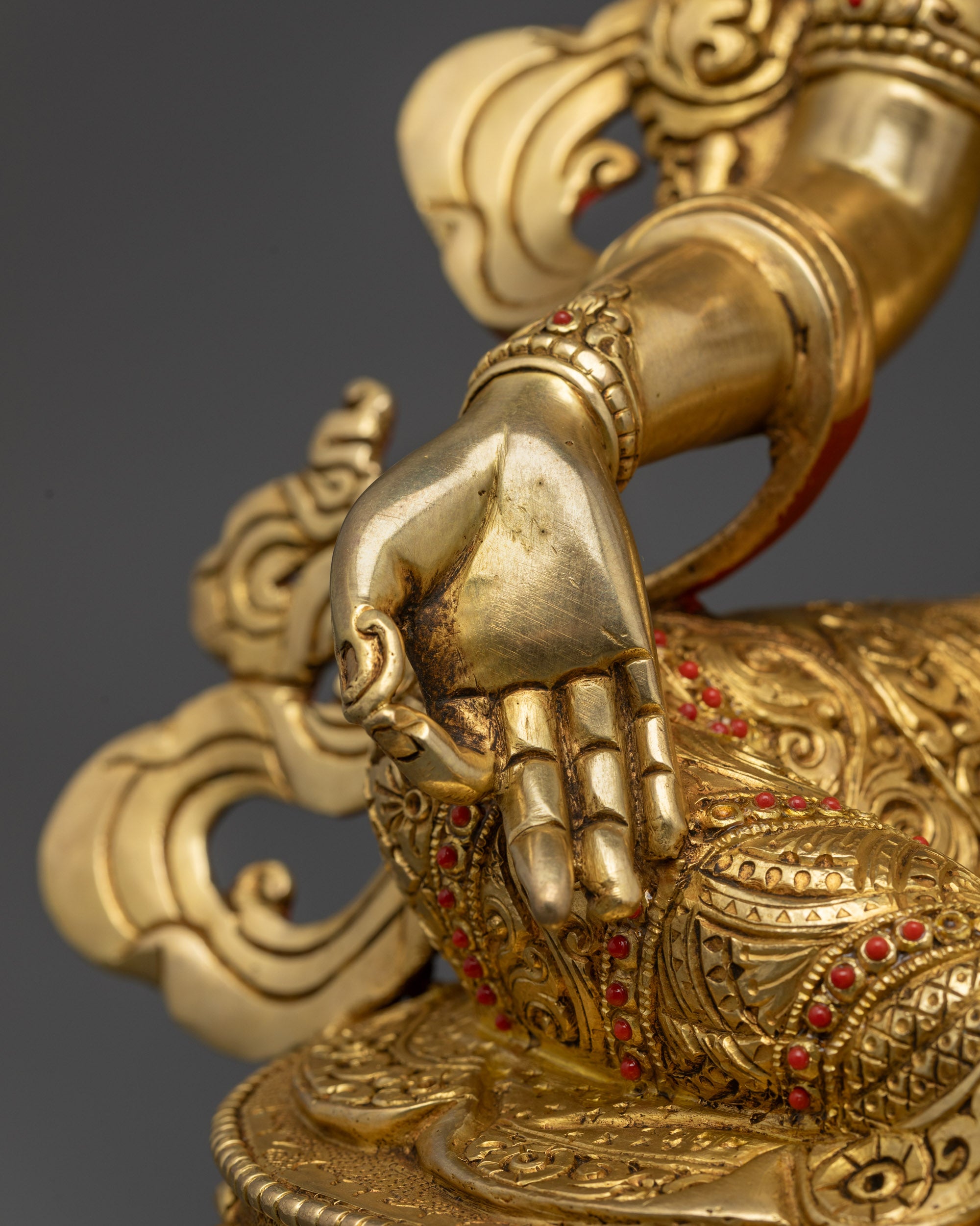 Handcrafted Statue of Divine Green Tara | 24K Gold Face of Mother Tara