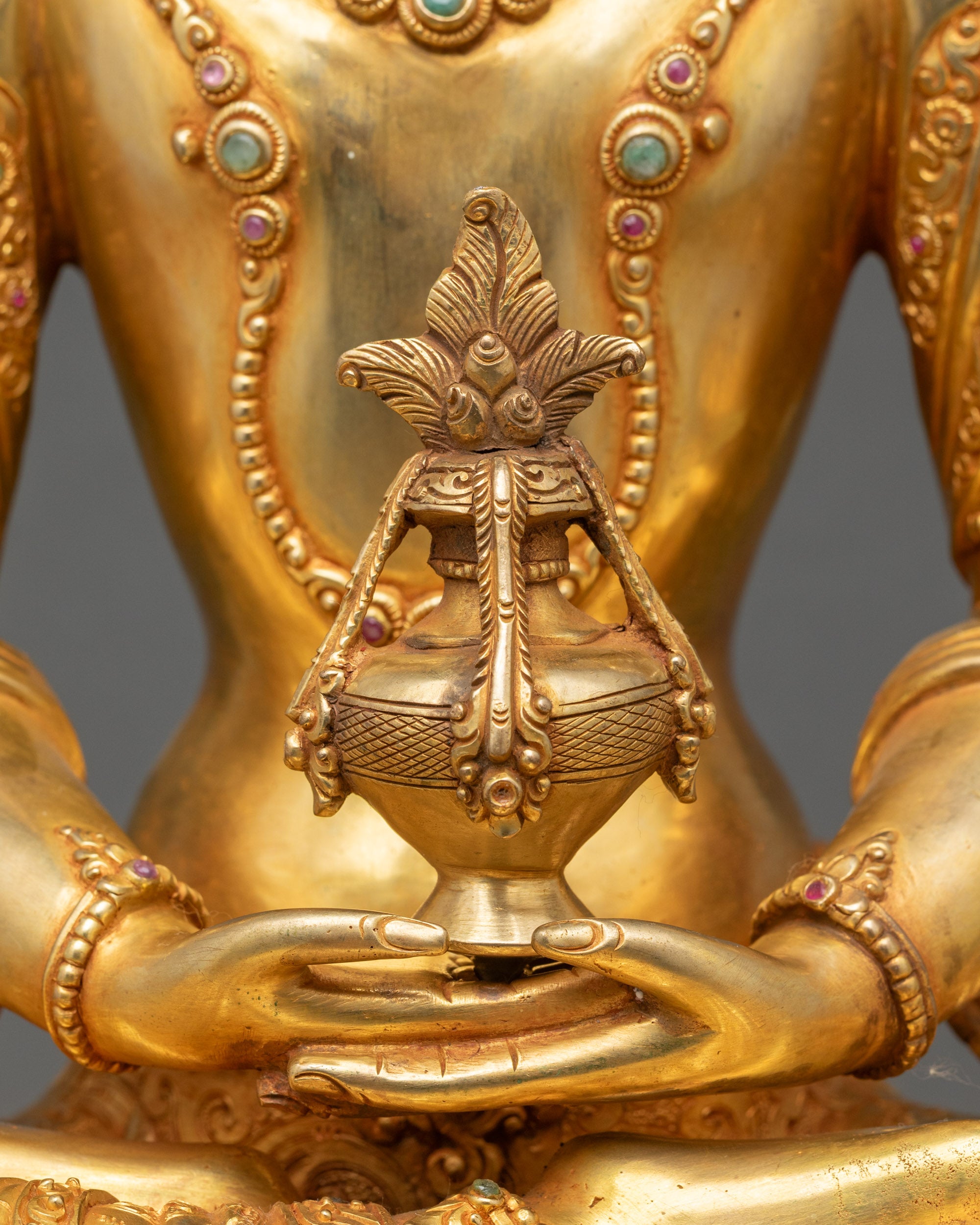 Amitayus Statue | 24K Gold-Painted Face of Long Life Buddha