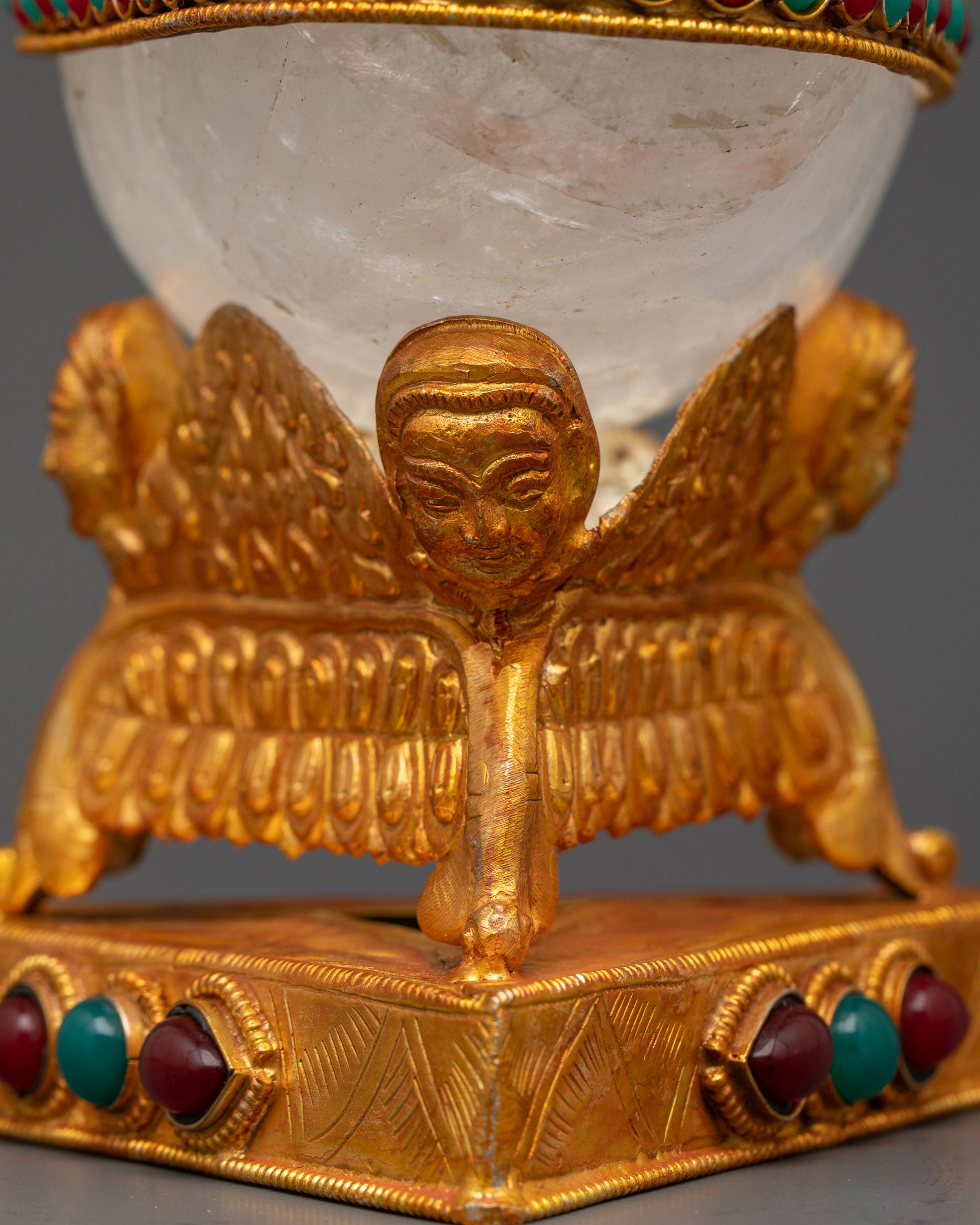Handcrafted Crystal Skull Cup | Tibetan Kapala for Ritual Offerings