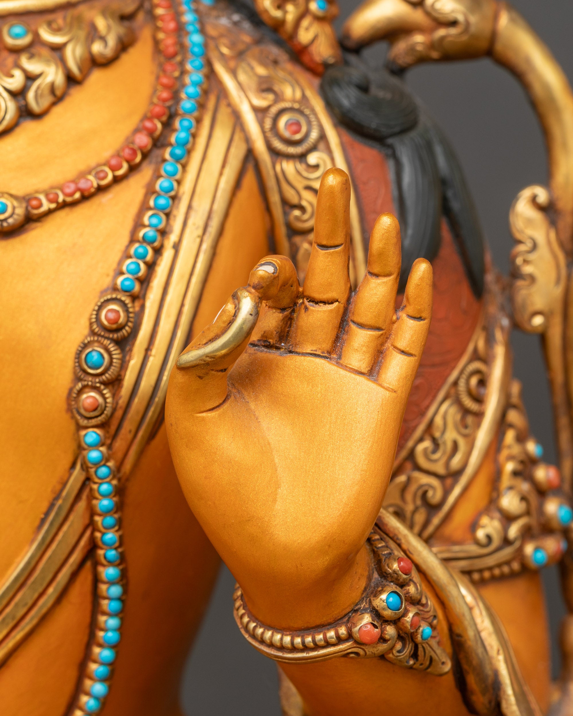 Colourful Manjushri Statue | Exquisitely Handpainted Buddhist Figurine