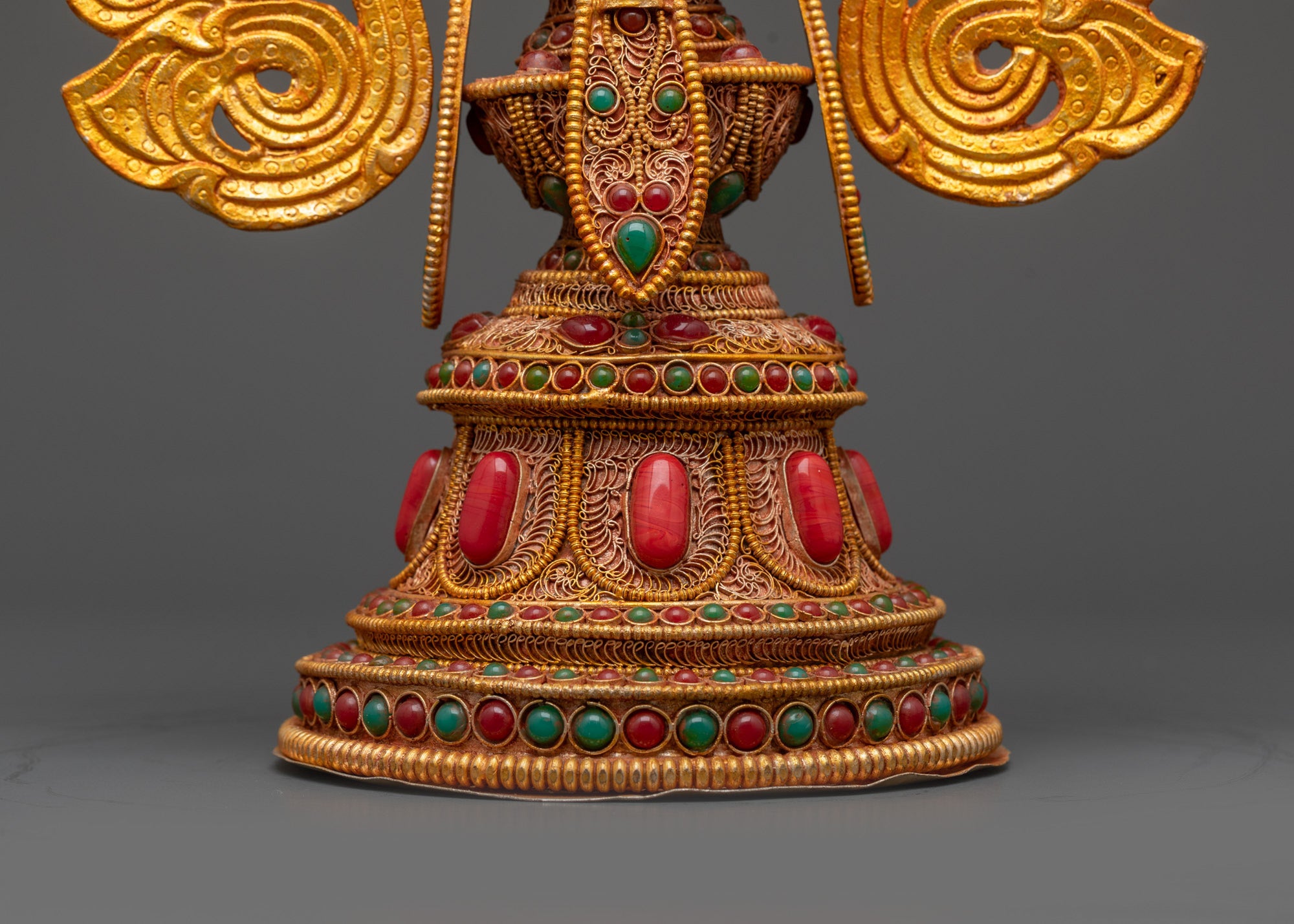 Wheel of Dharma with Kalash Base | Himalayan Buddhist Craft in Nepal