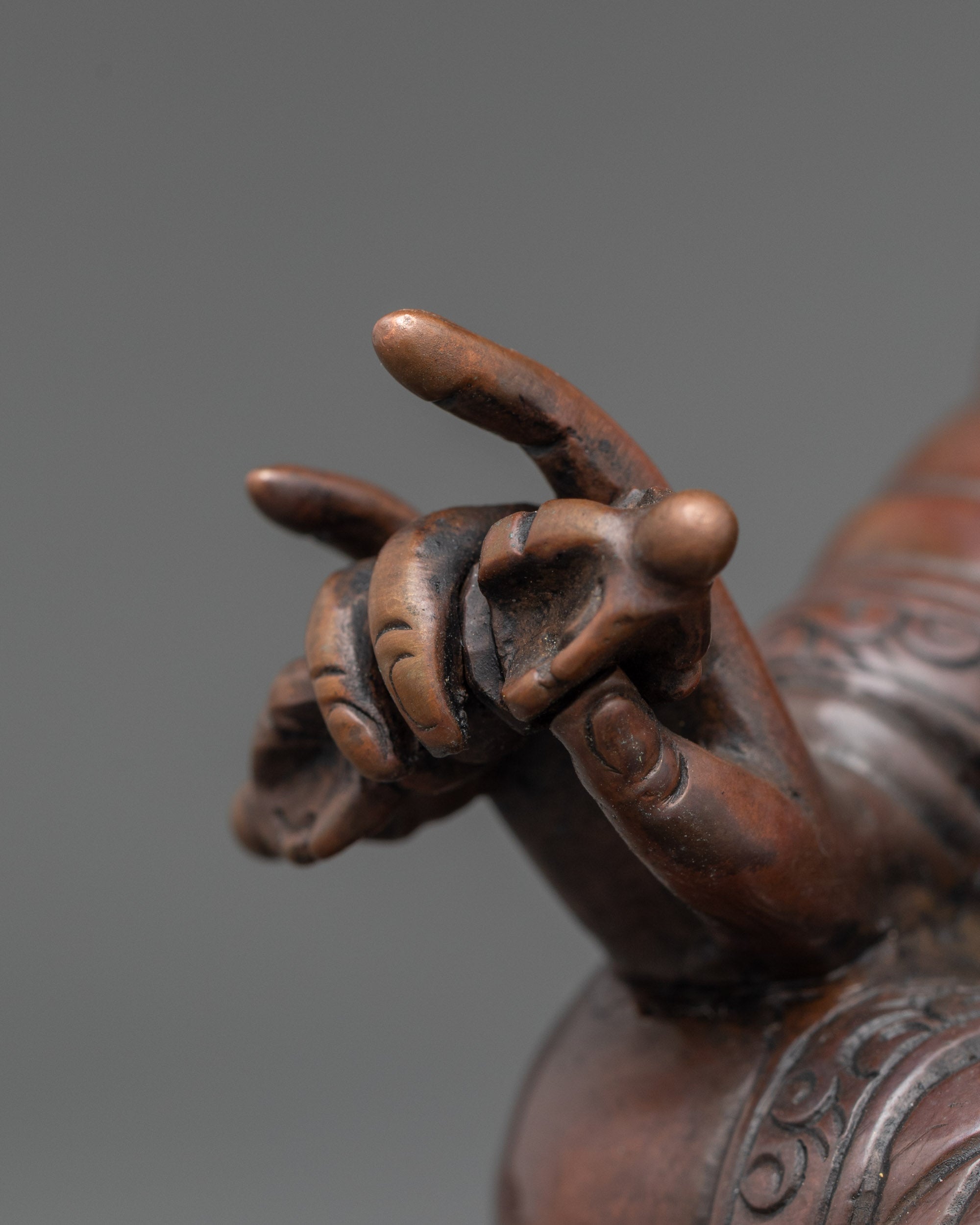 Nepalese Guru Rinpoche Statue | Oxidized Copper Sculpture for Meditation