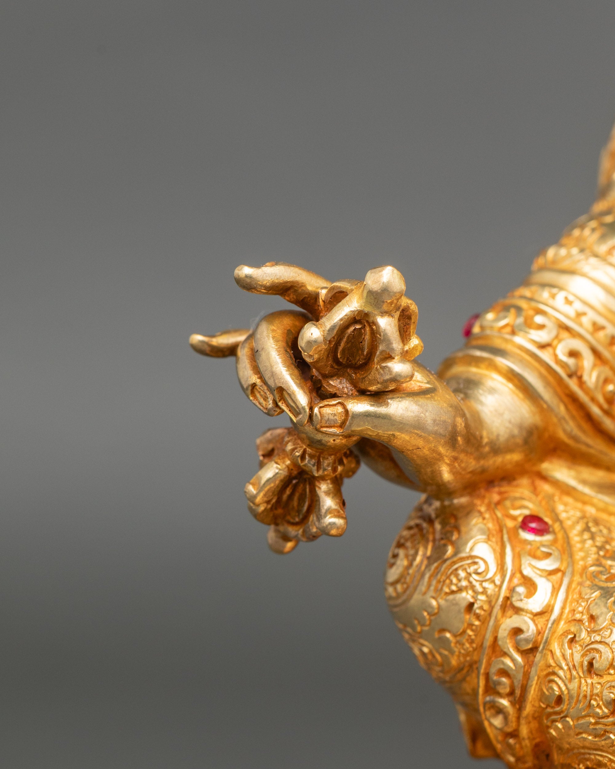 Guru Rinpoche Statue | Handcrafted Copper and Gold Buddhist Sculpture