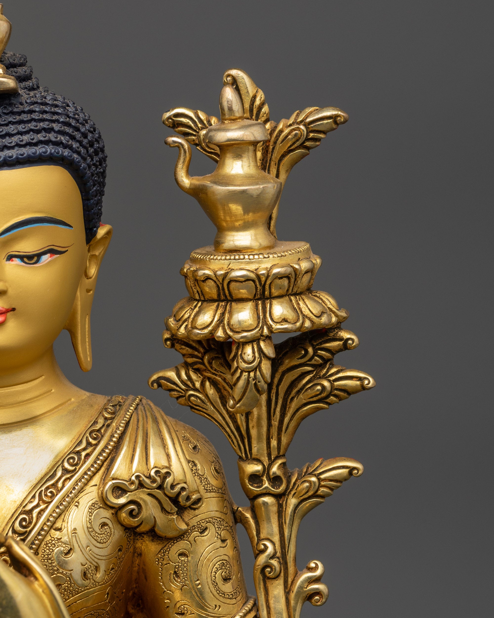12" Exquisite Gold-Gilded Maitreya Buddha Sculpture | Future Enlightenment