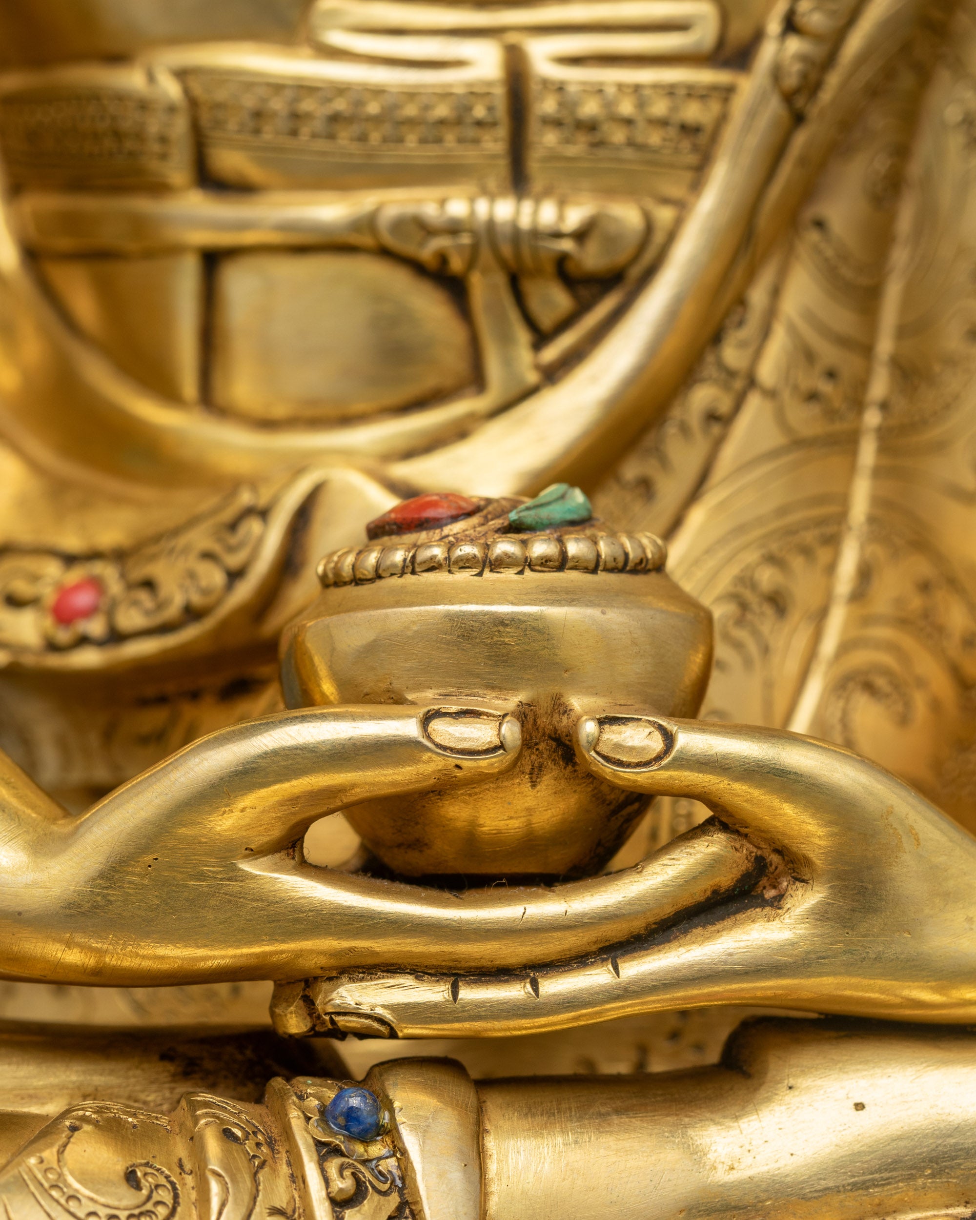 Traditional Amitabha Buddha Statue with Lotus Throne