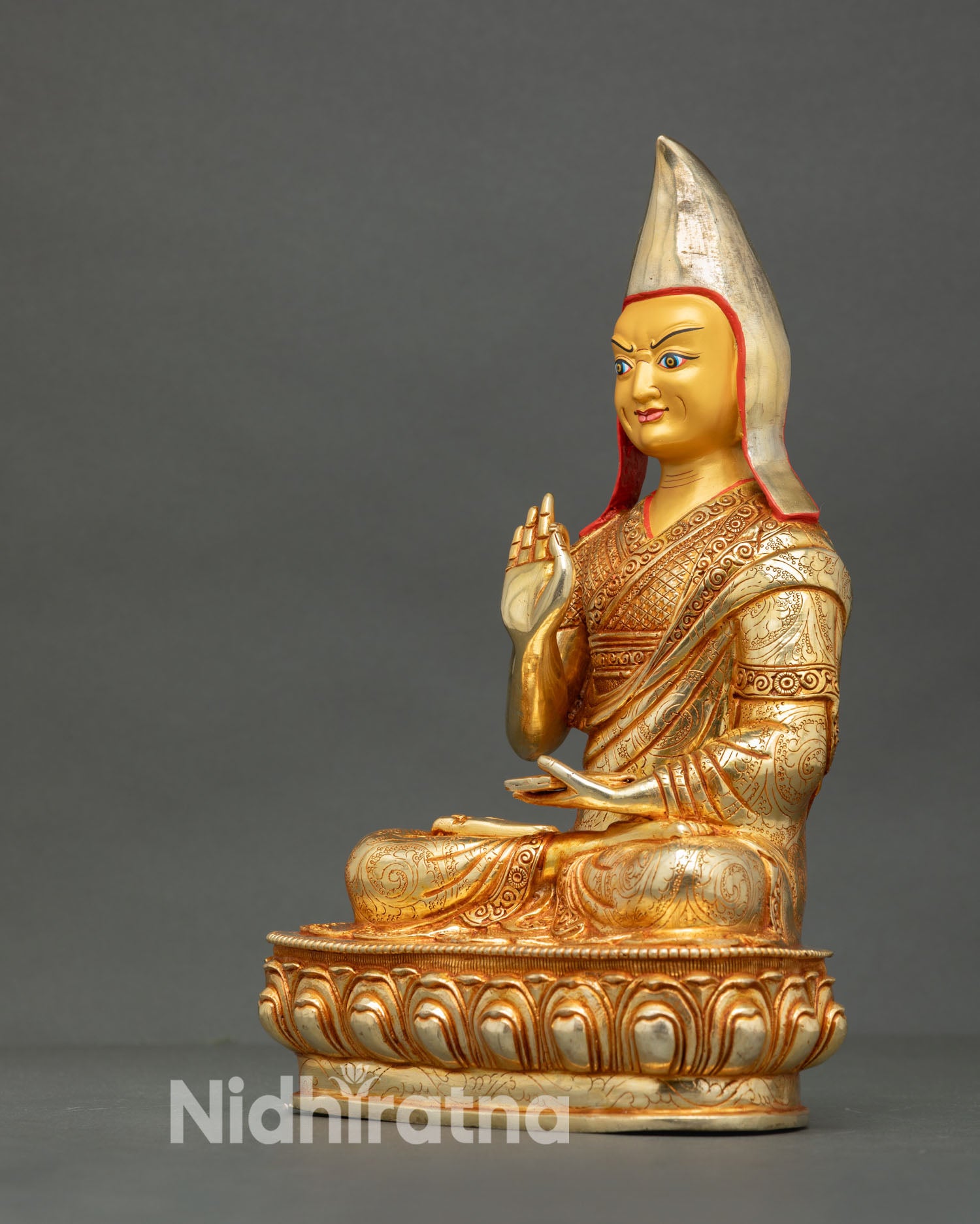 Je Tsongkhapa with Two Disciples Sculpture | Handmade in Nepal