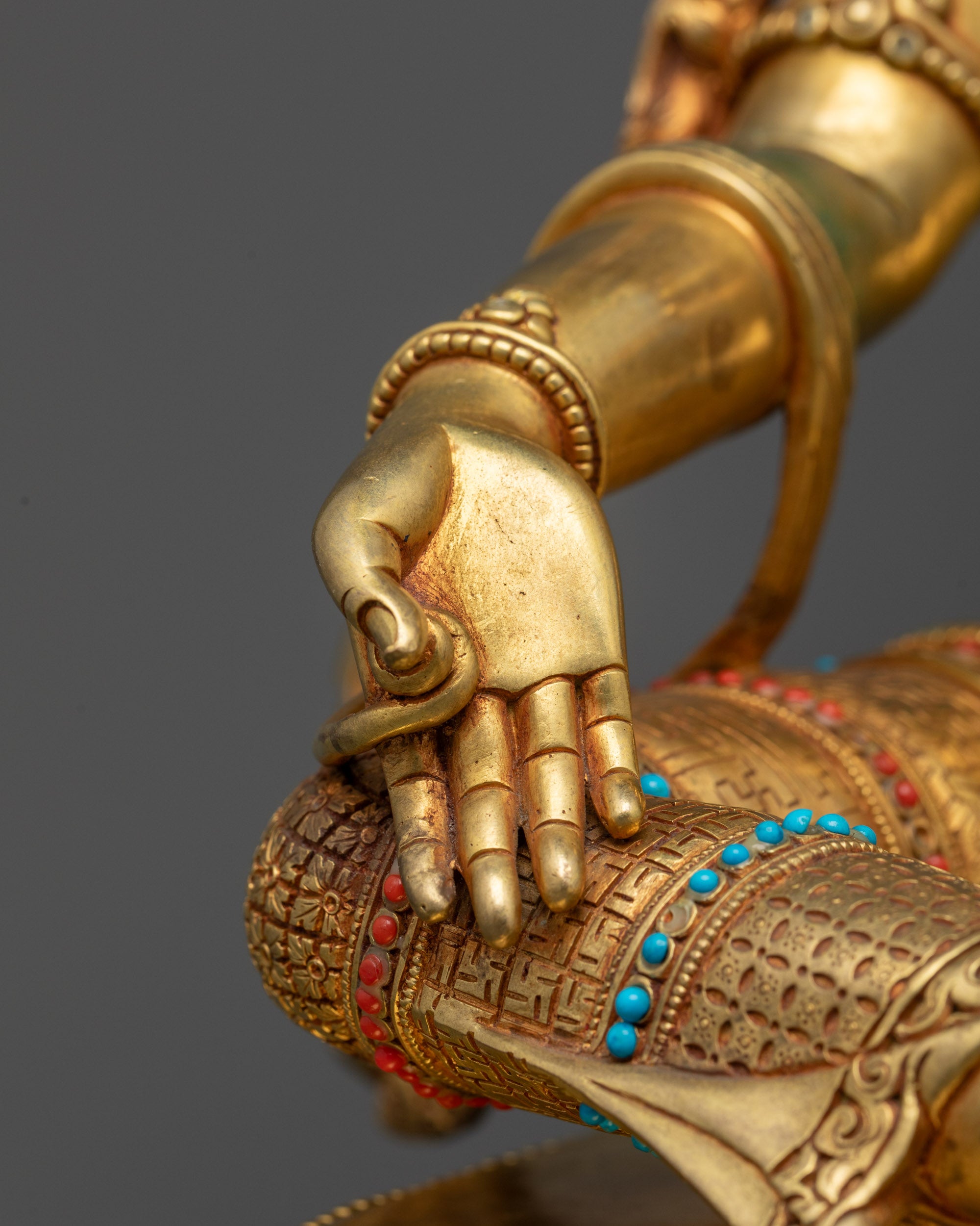 24K Gold Fire-Gilded Green Tara Statue | Meditation and Altar Decor