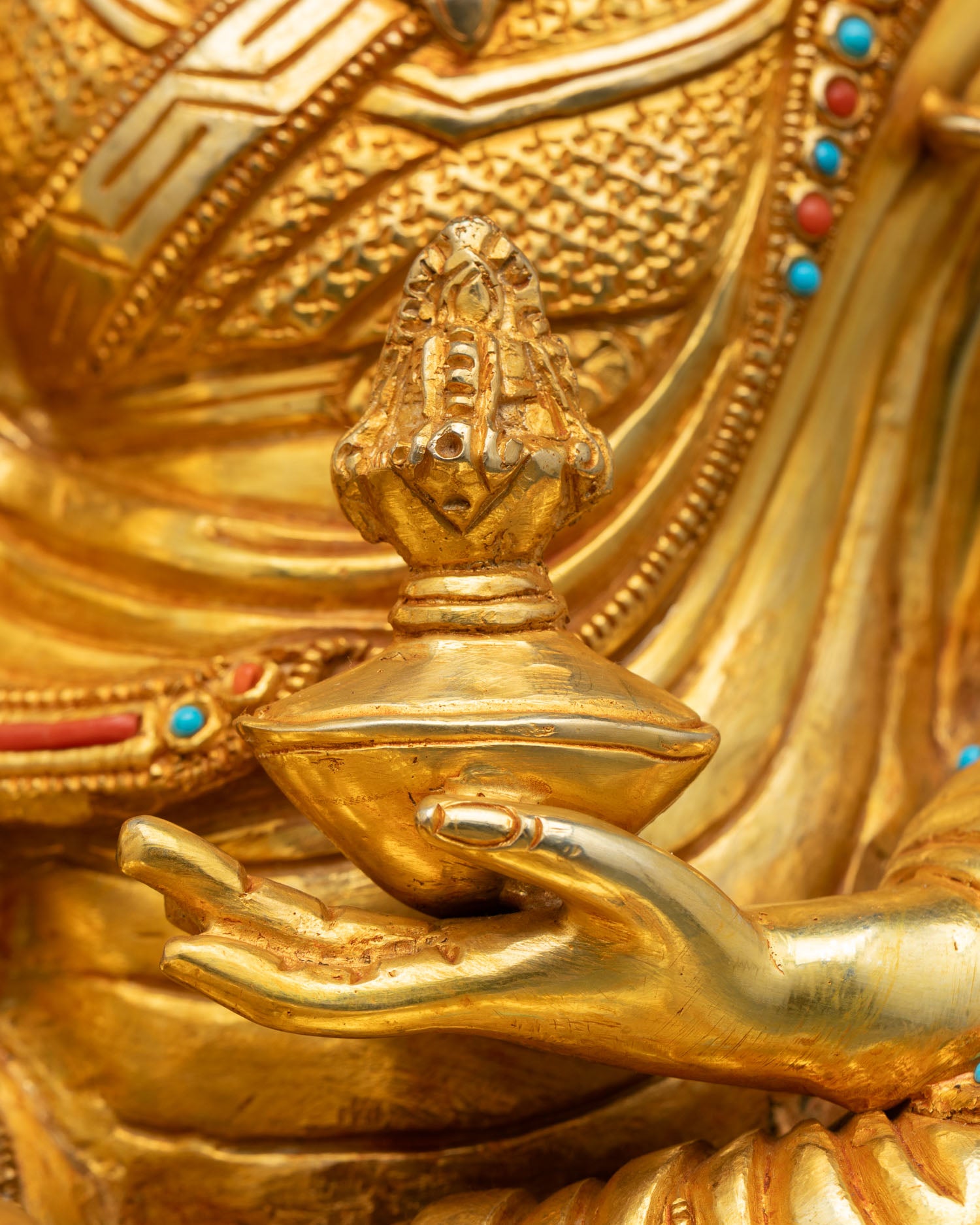 Guru Rinpoche Statue | Handcrafted Gold Fire-Gilded Copper Art