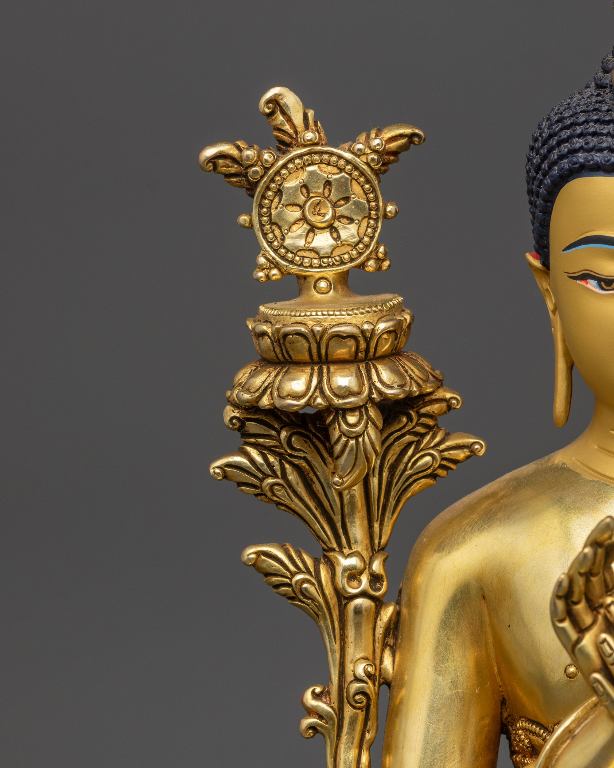 12" Exquisite Gold-Gilded Maitreya Buddha Sculpture | Future Enlightenment